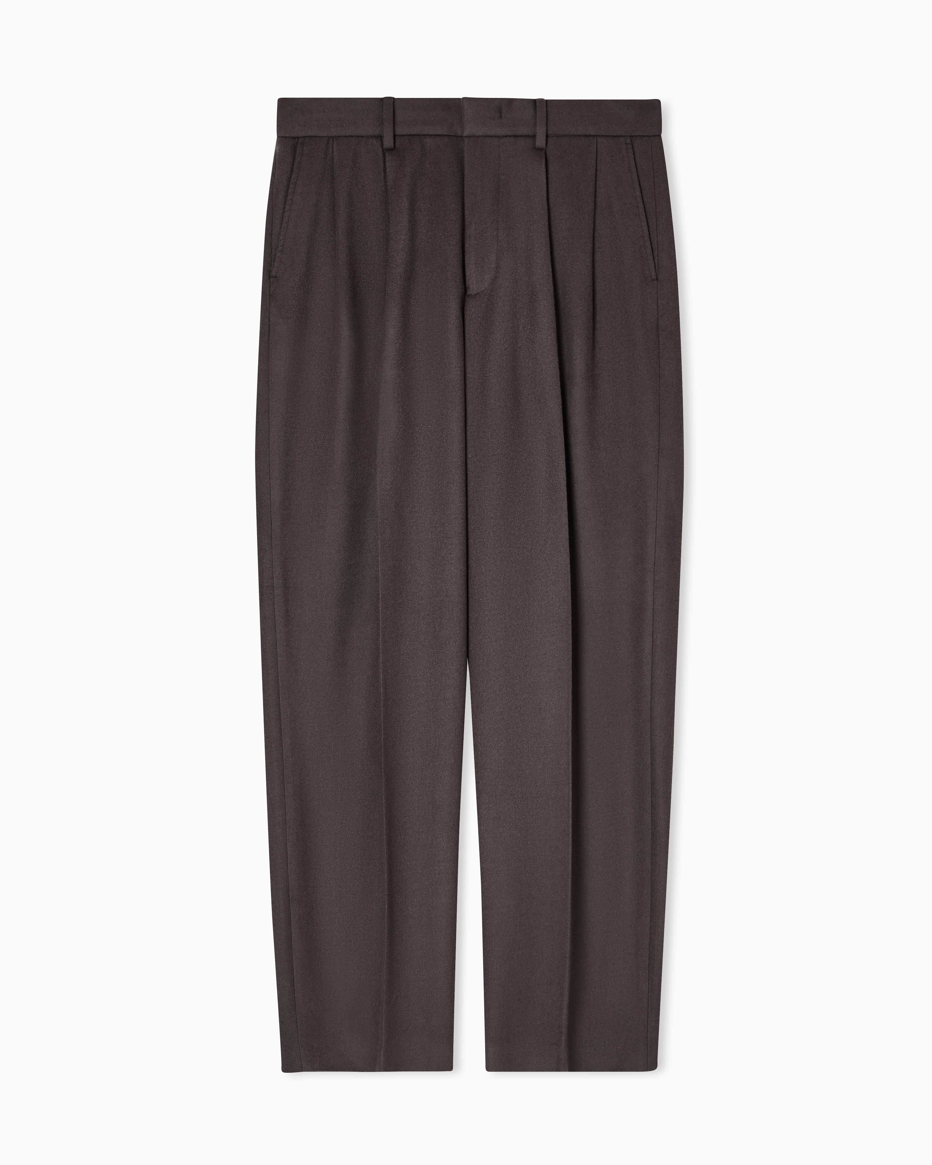 Emporio Armani - Virgin wool trousers with pleats , Man, Brown, Size: