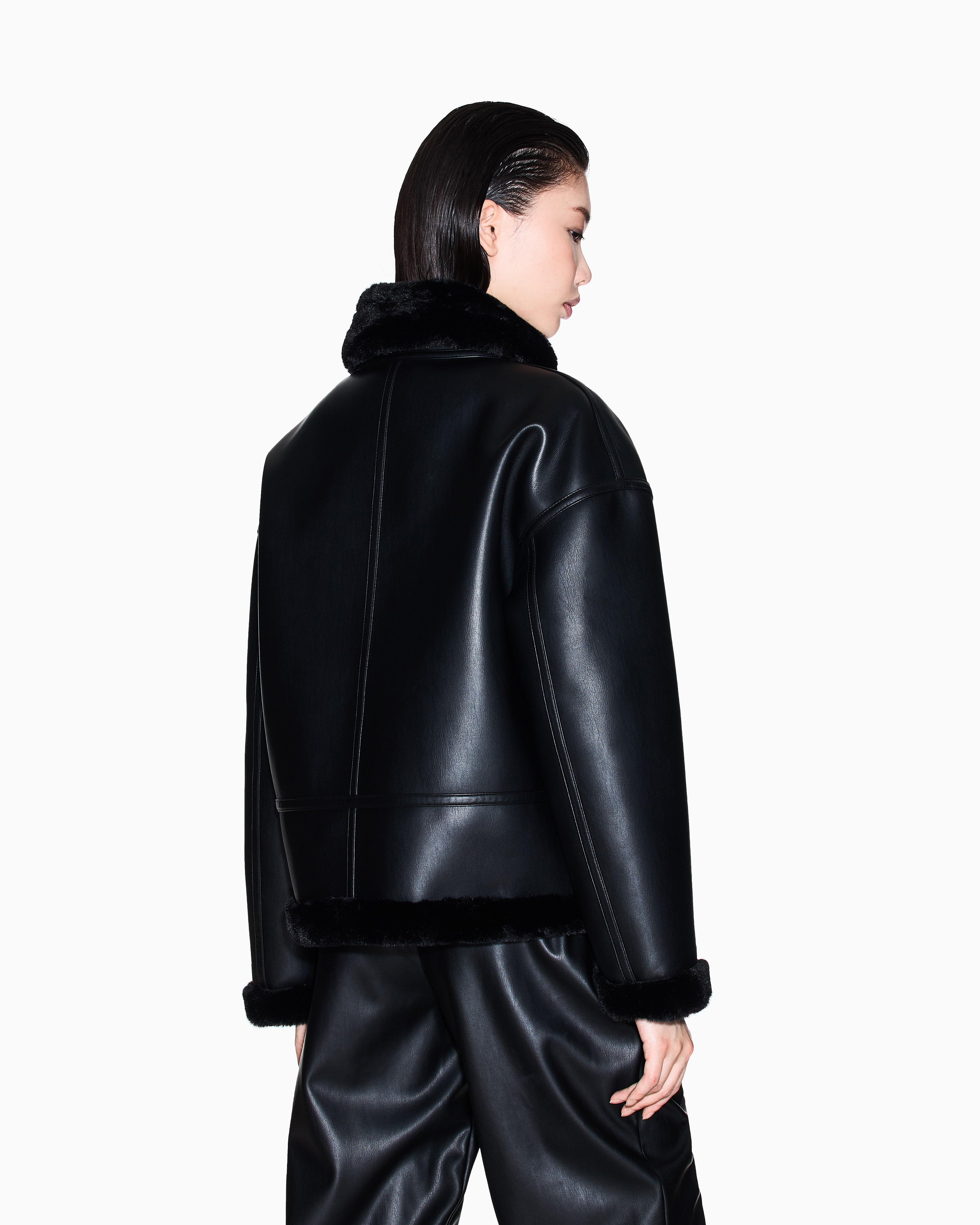 アルマーニ毛皮コートsize38 Short Faux Shearling Jacket | Armani Exchange