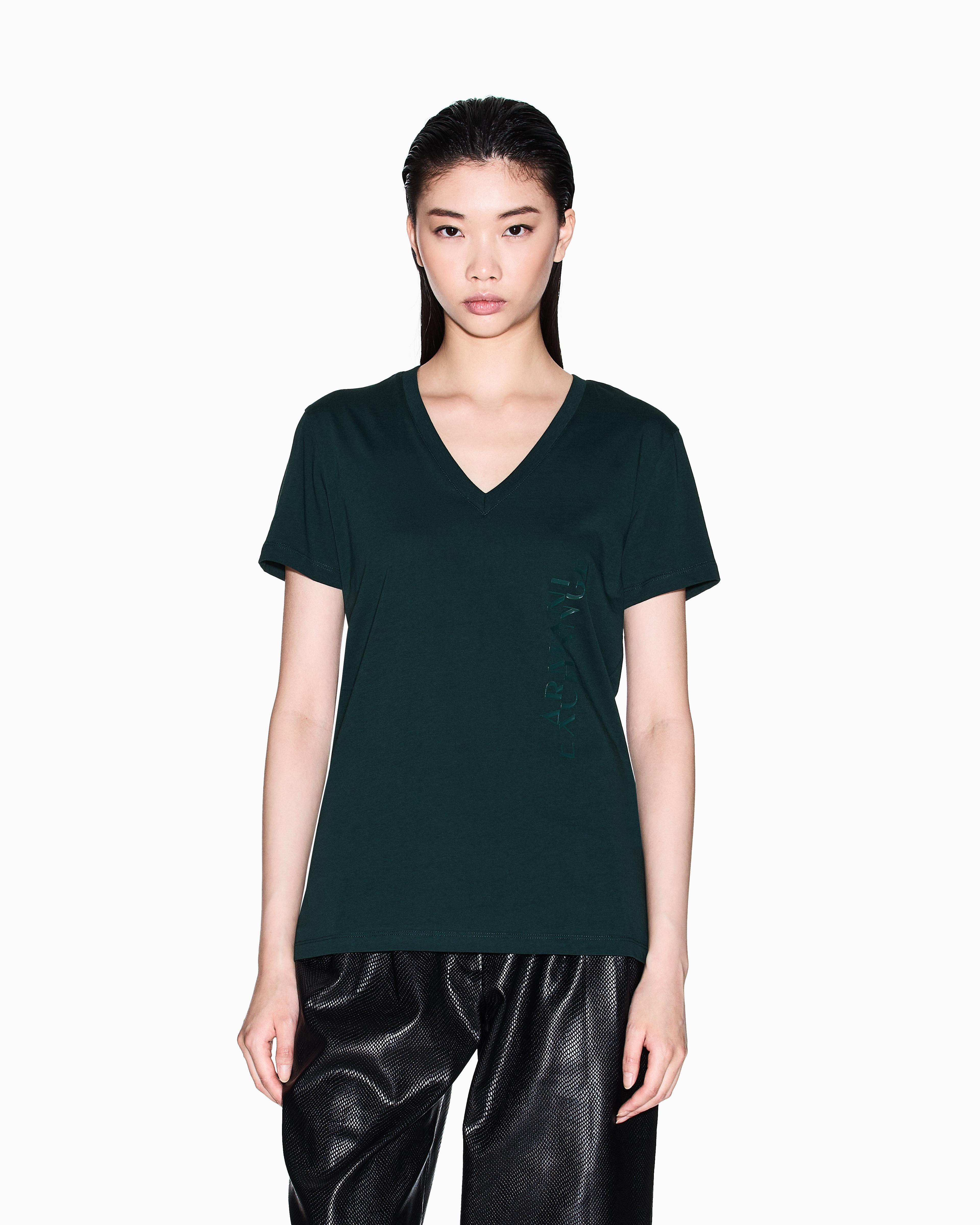 Armani Exchange - Regular Fit T-Shirts, Woman, Green, Size: