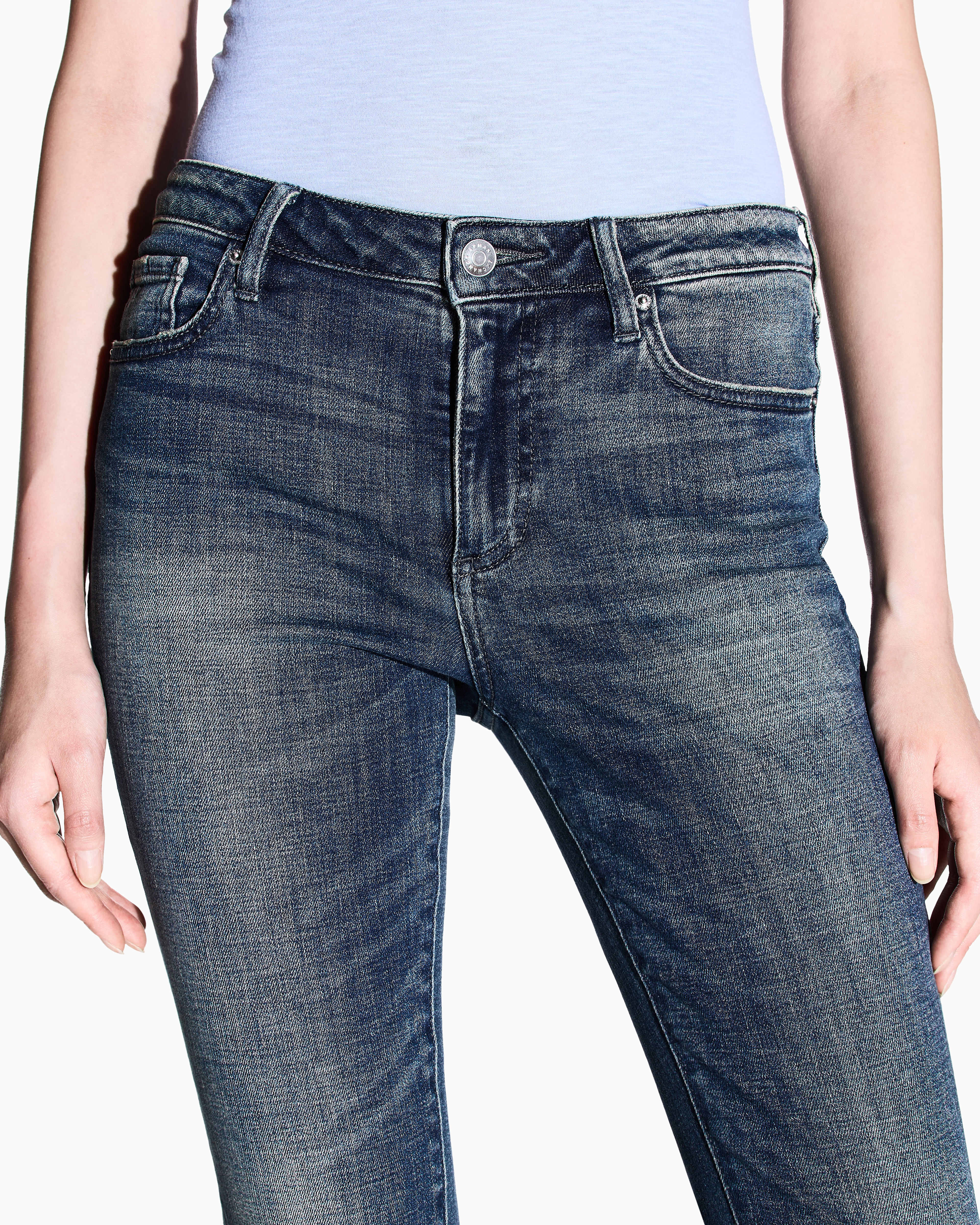 Armani Exchange - Super skinny used effect jeans, Woman, Blue, Size: