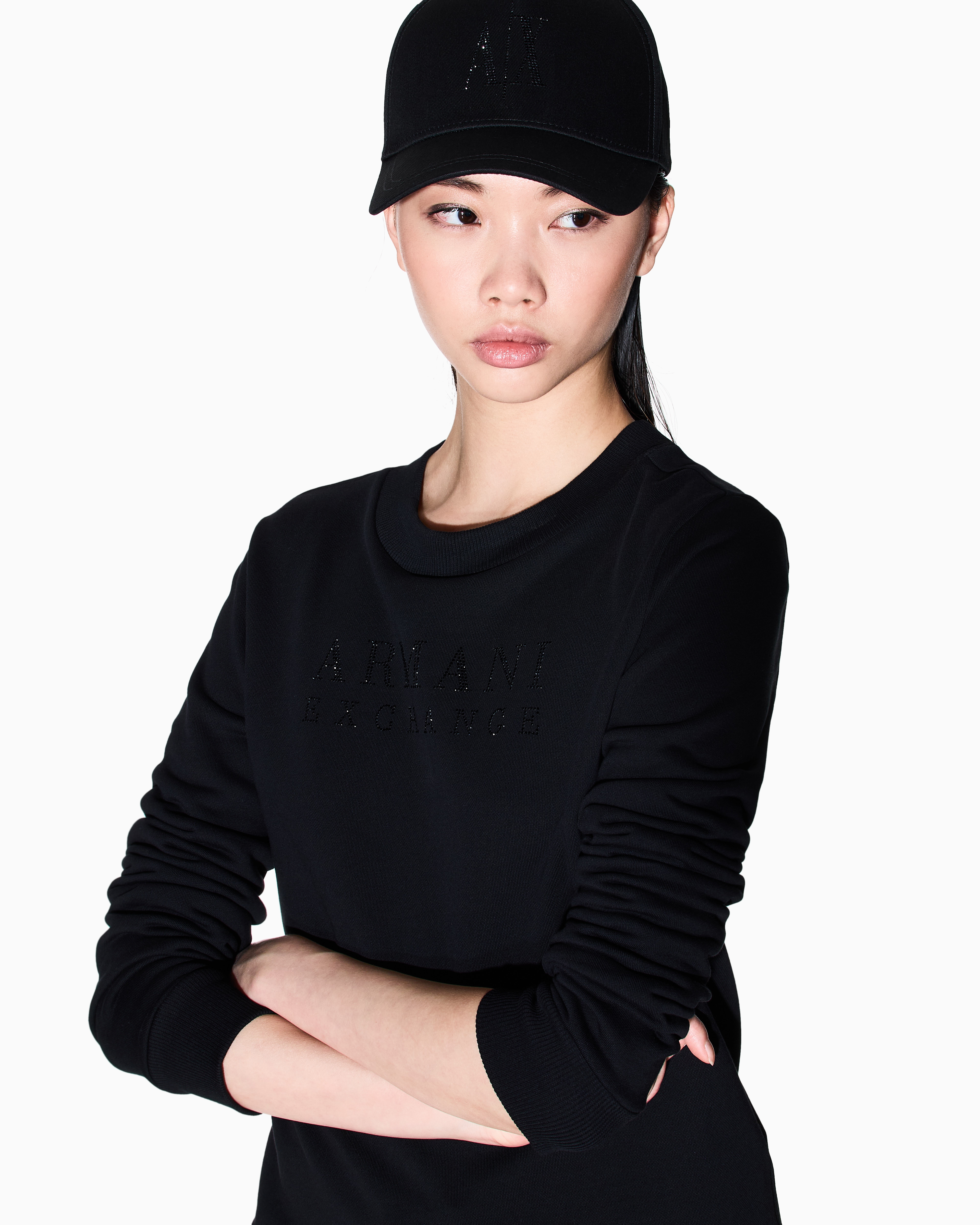 Armani Exchange - Sweatshirts without Hood, Woman, Black, Size: