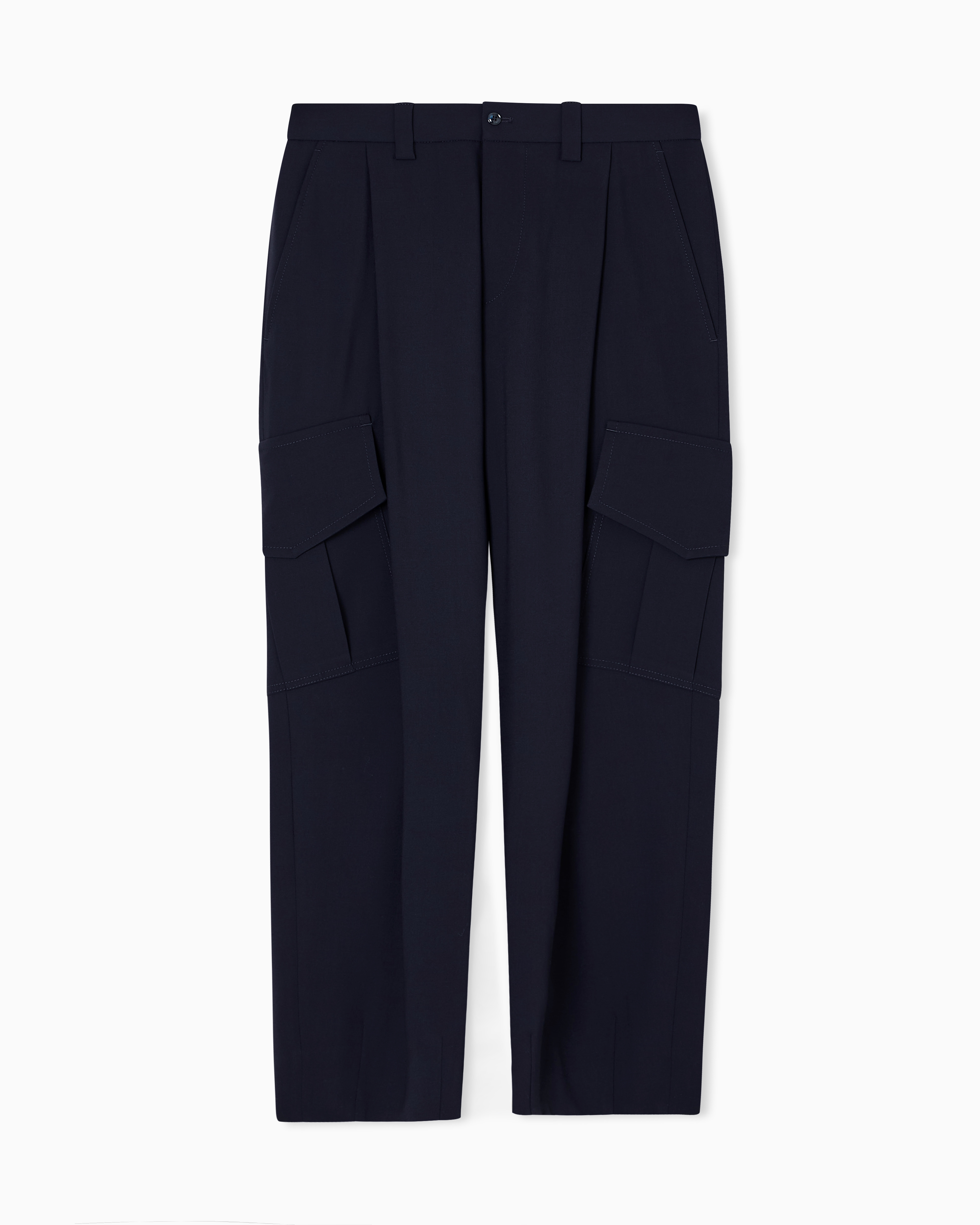 パンツ giogio armani wool wide slacks spa navy Giorgio Armani Pleated wide-leg Trousers | Blue | FARFETCH JO
