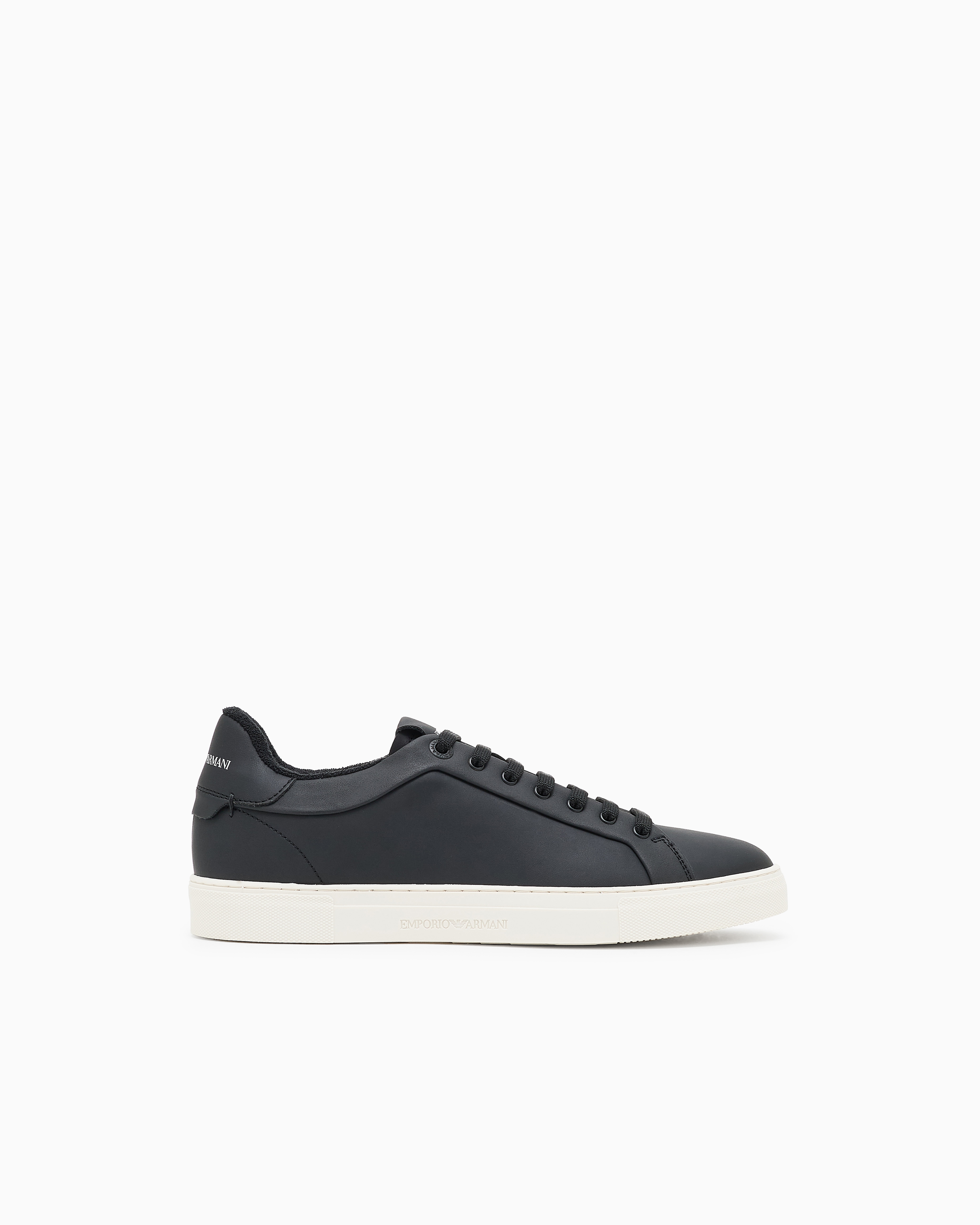 Emporio Armani ブラックレザー シューズ　25cm スニーカー ハンマードレザー | Emporio Armani