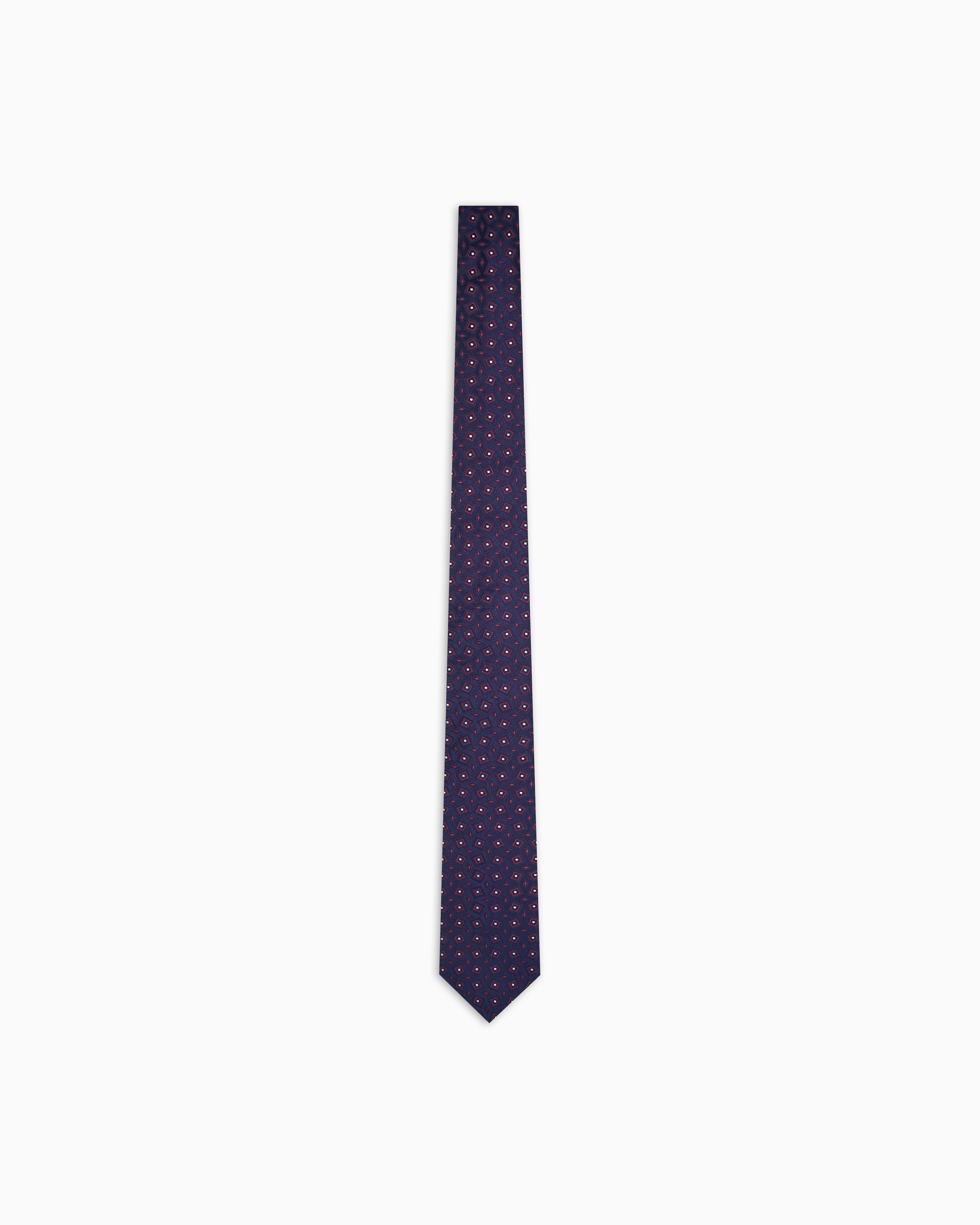 Giorgio Armani Cravate En Soie Jacquard Géométrique In Blue