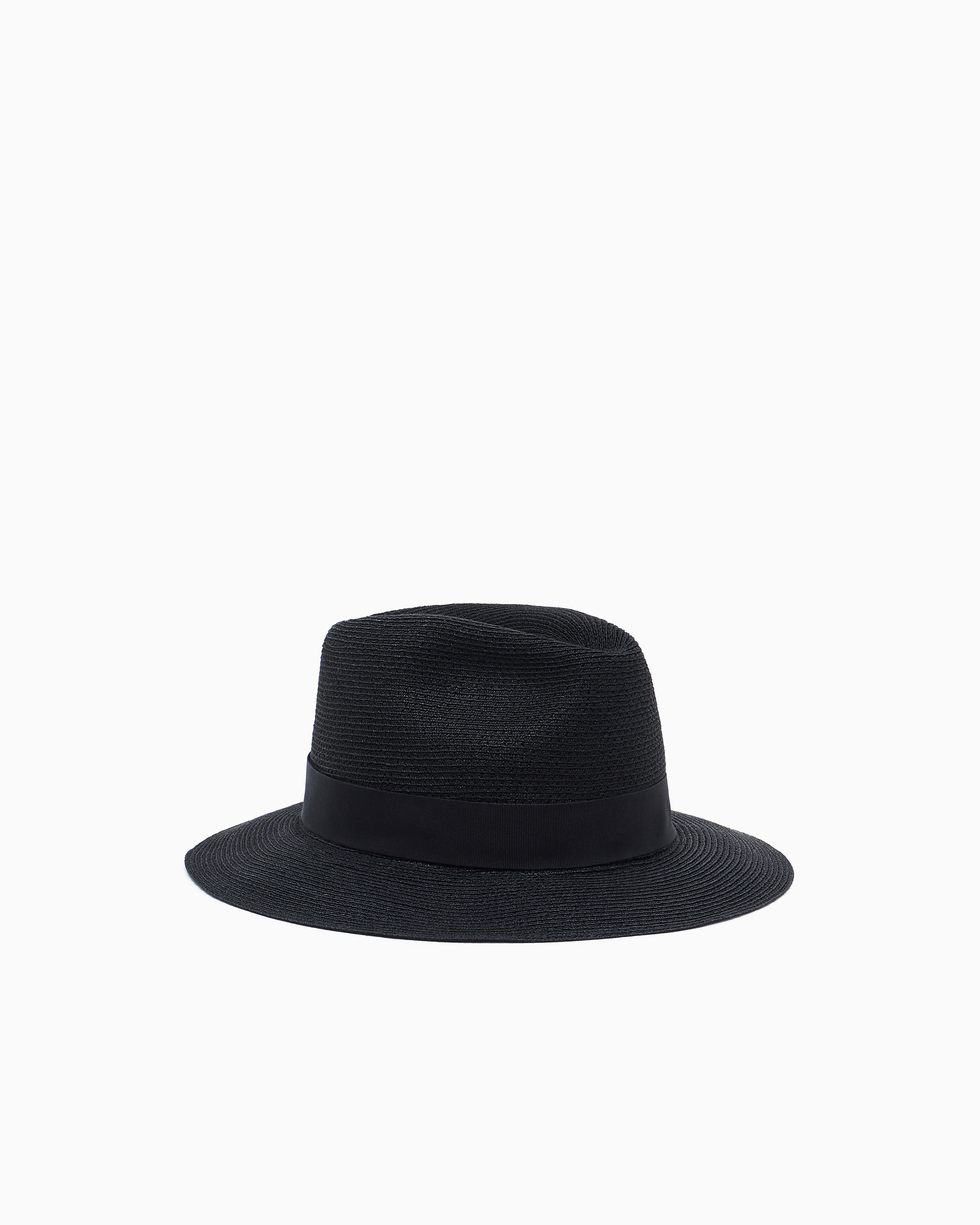 Giorgio Armani Chapeau En Chanvre Et Coton In Black