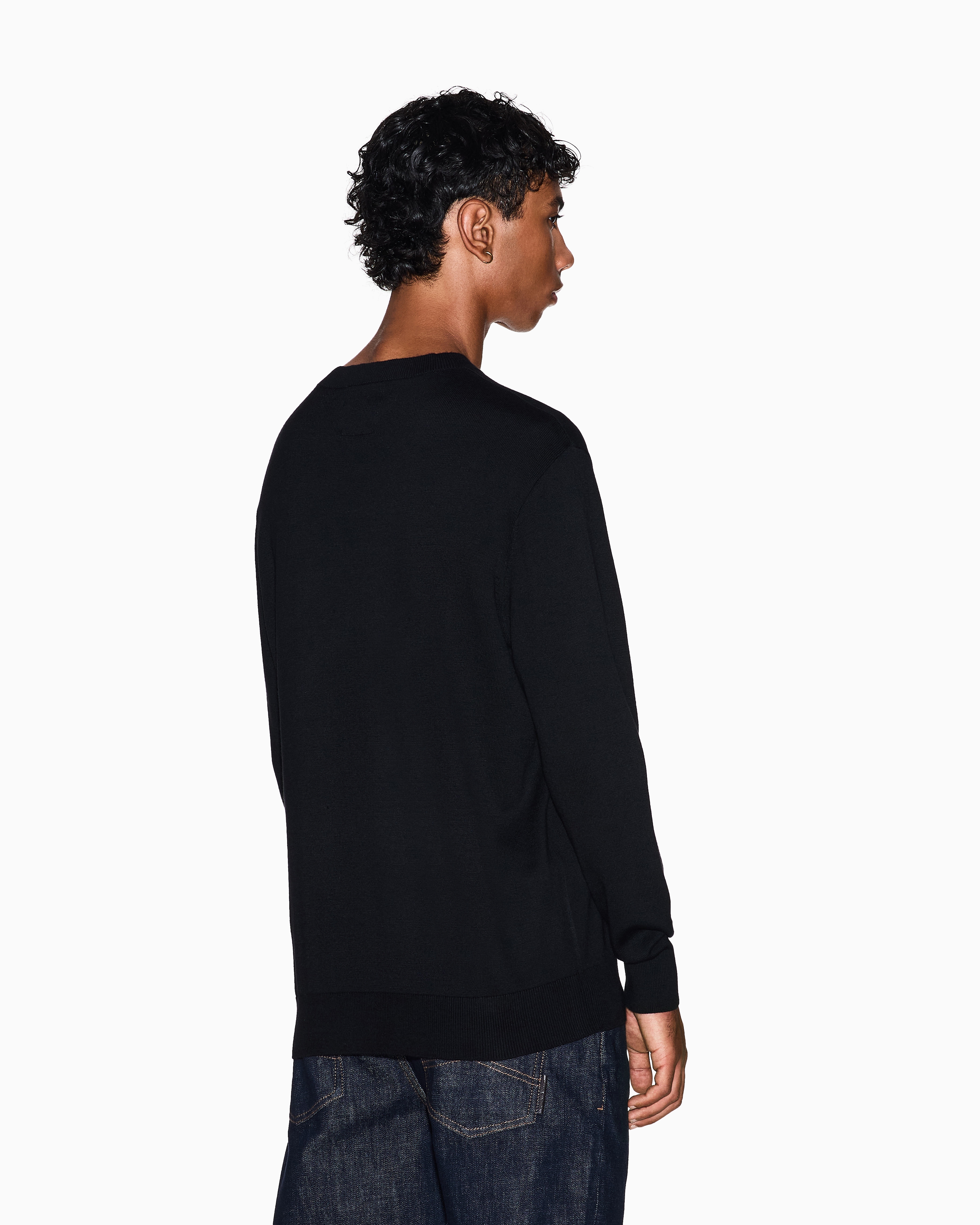 Cotton Blend Crew Neck Sweater