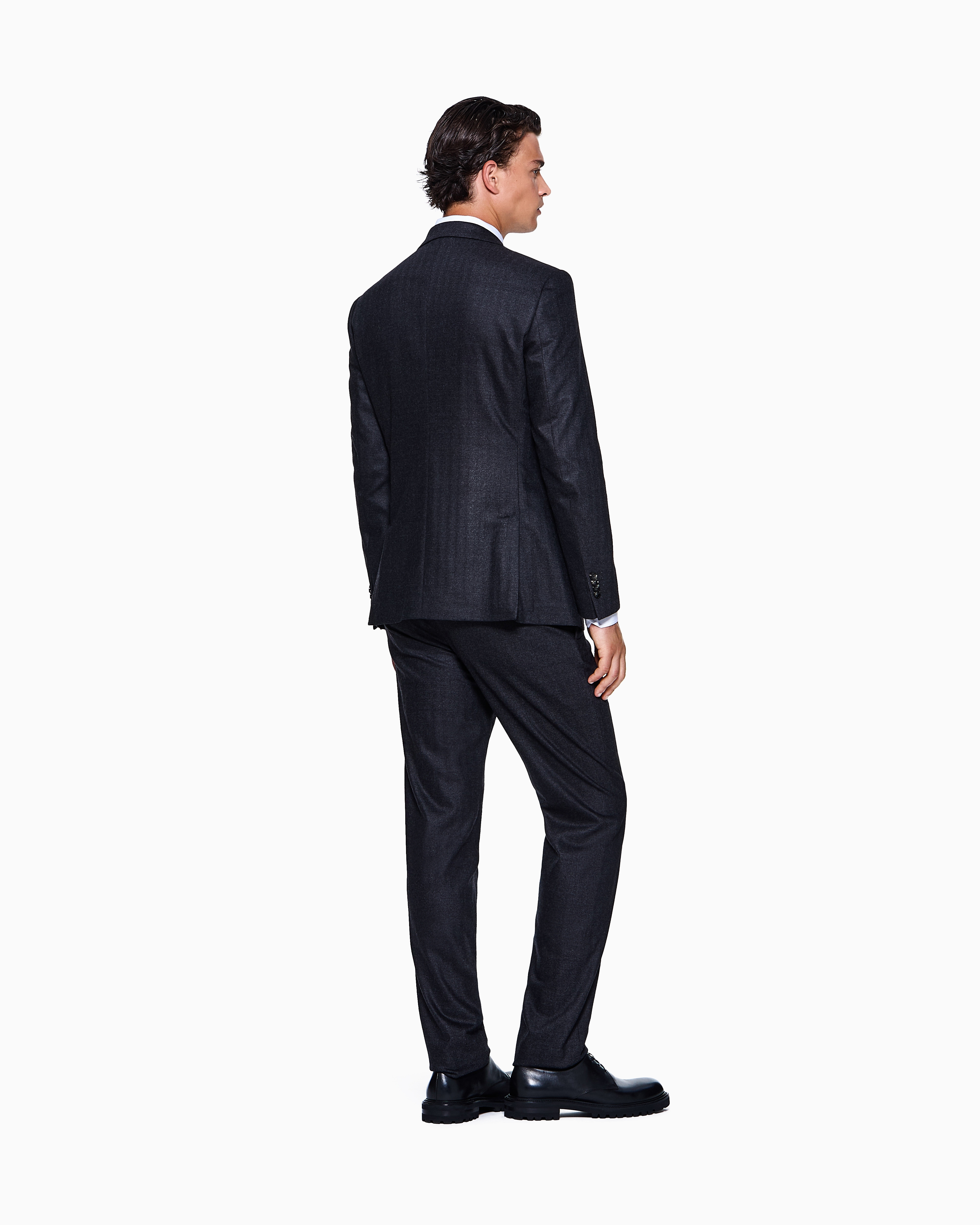 Giorgio Armani Soho Line Single-breasted Suit In Chevron Virgin Wool And Cashmere In Blue