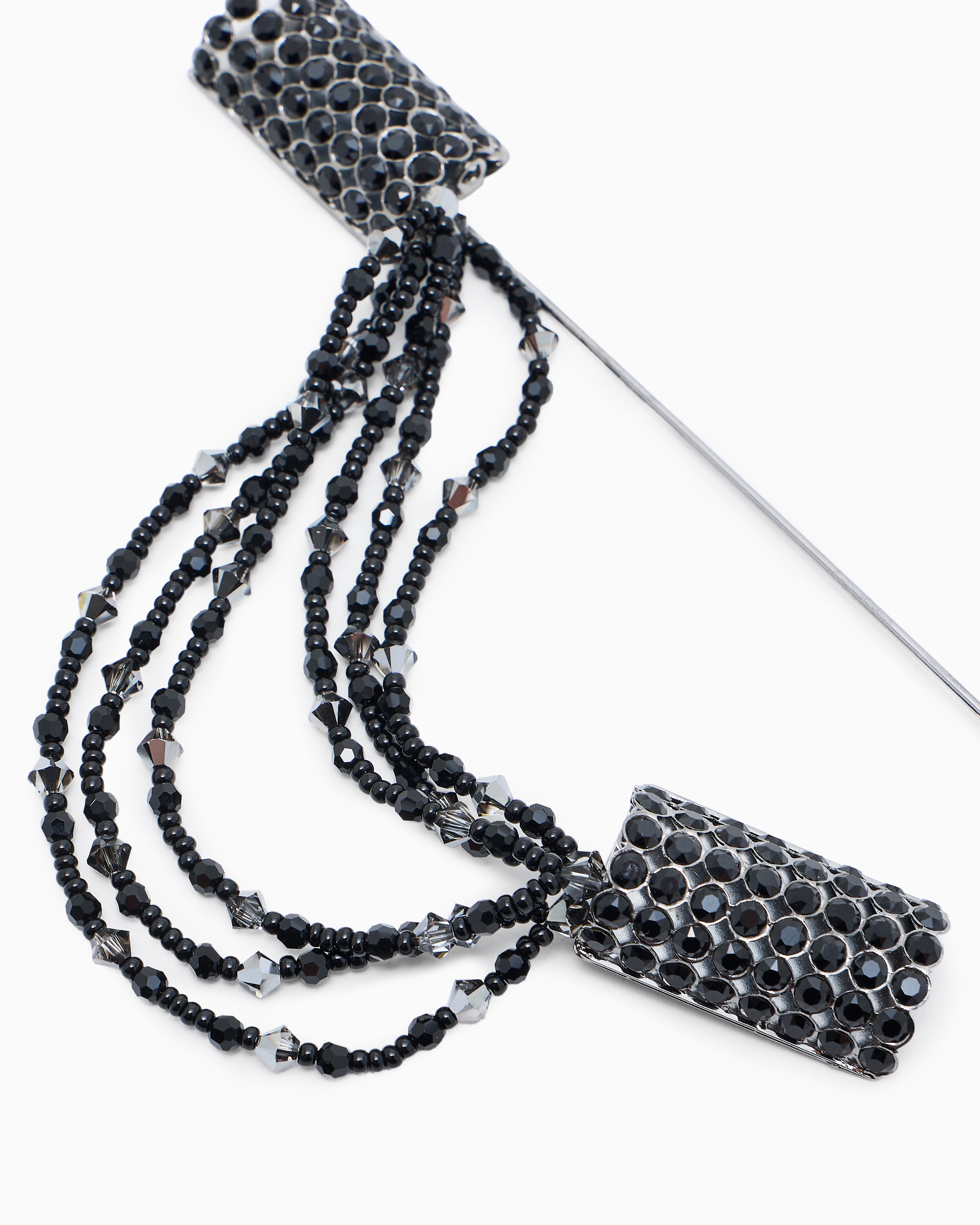 Giorgio Armani Brooch With Crystals In Black