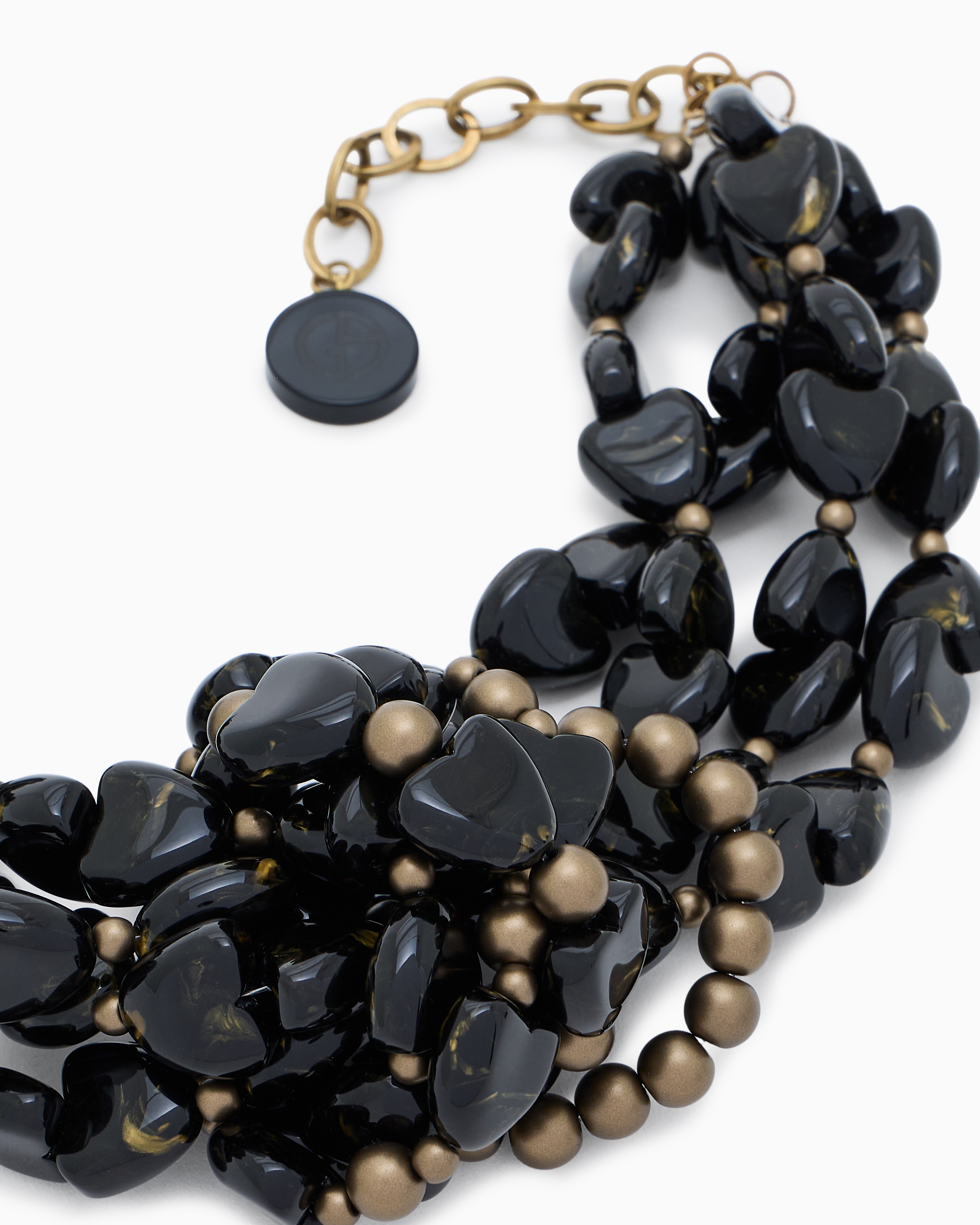 Giorgio Armani Resin Braided Multistrand Necklace In Black