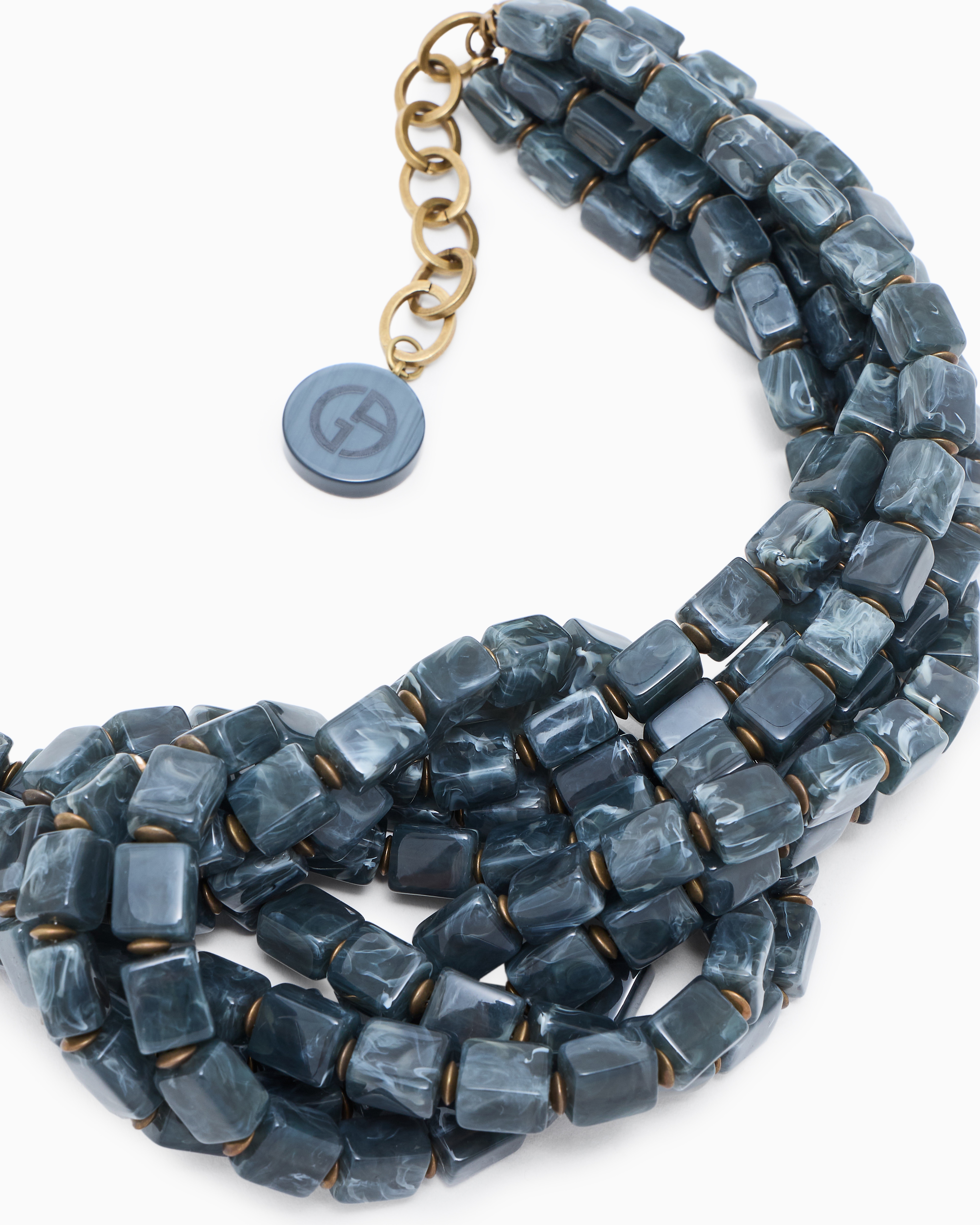 Giorgio Armani Mehrreihige Geflochtene Kette Aus Harz In Green
