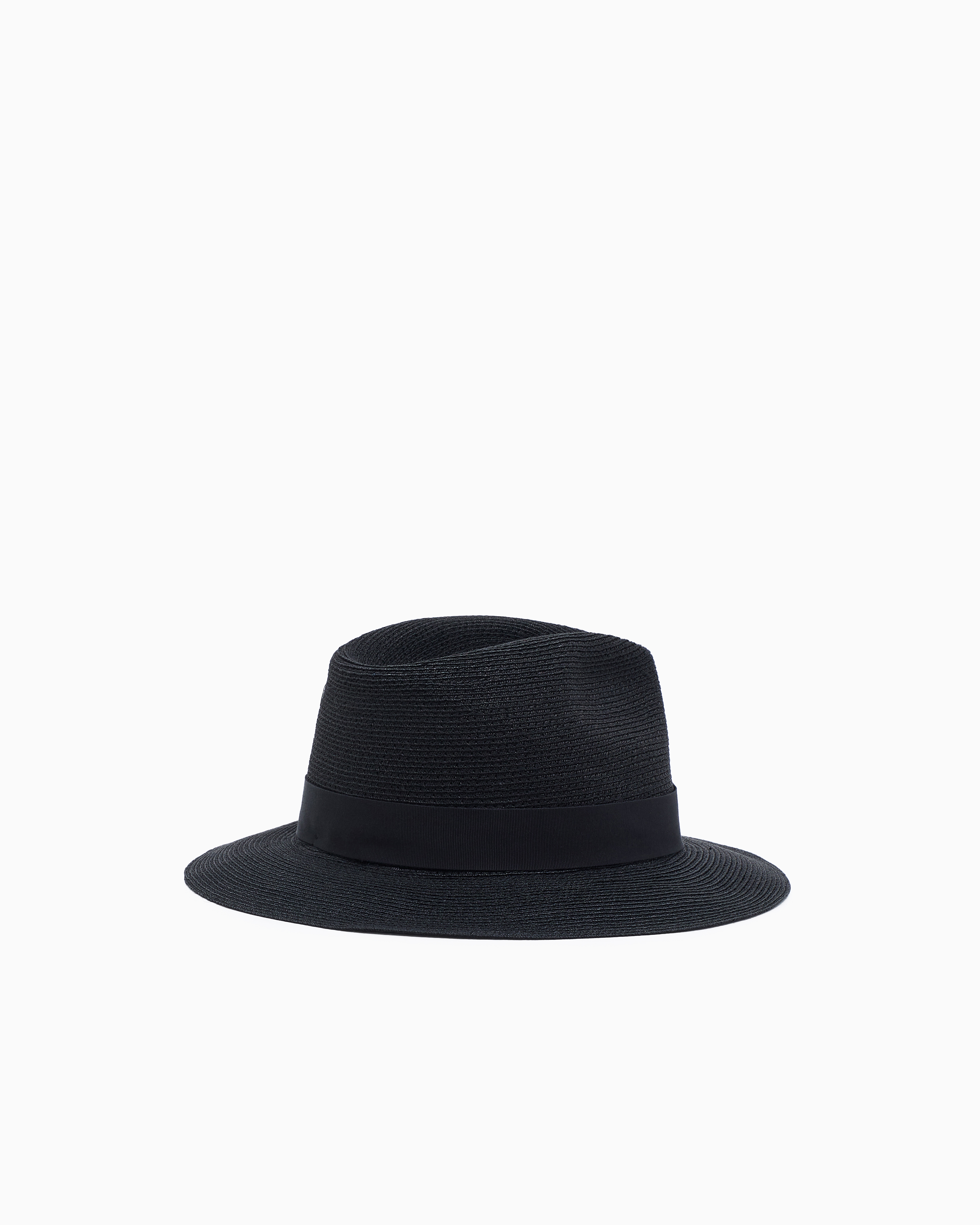Giorgio Armani Chapeau En Chanvre Et Coton In Black