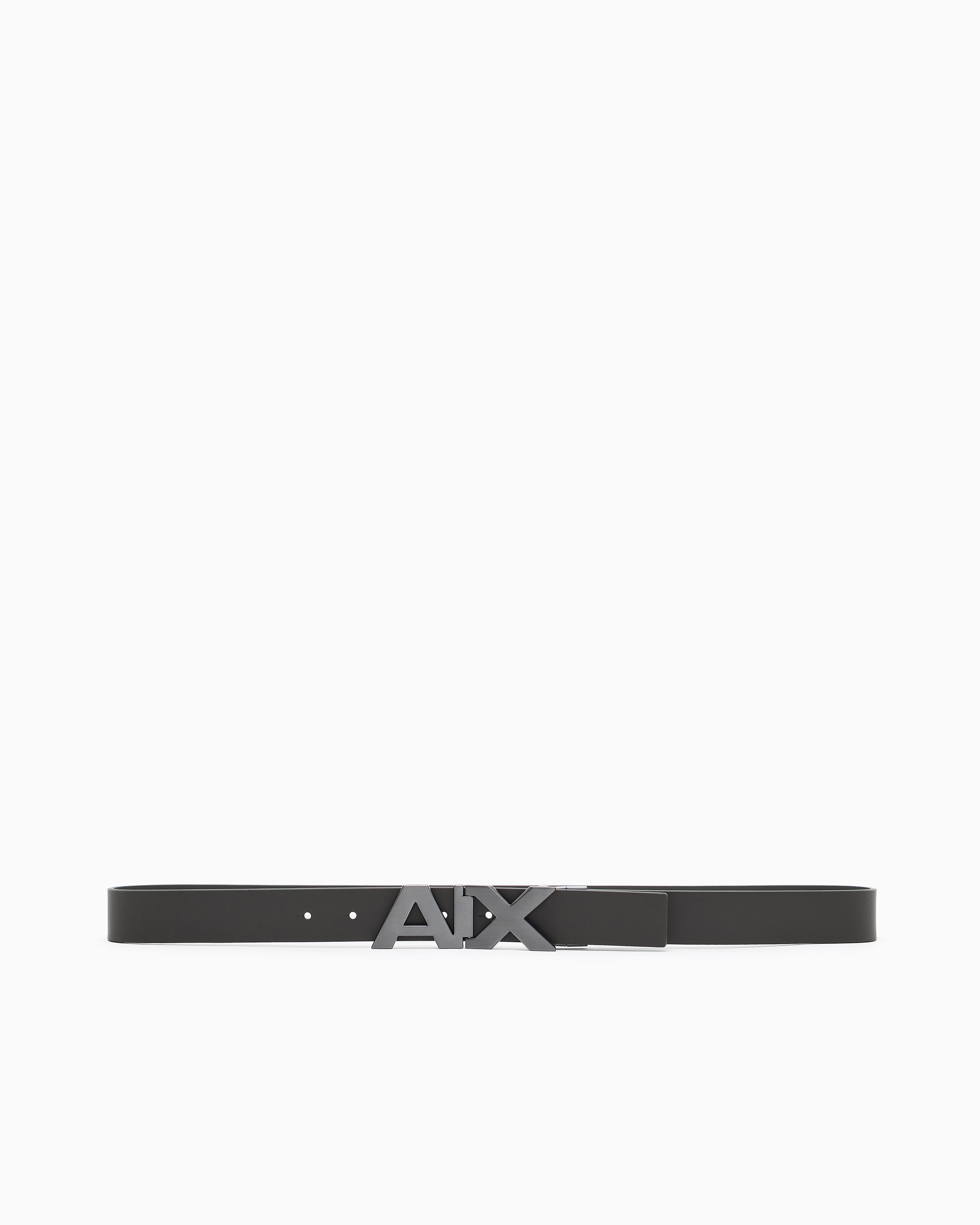 Armani Exchange Reversible Leather Belt With Satin Metal Logo Buckle In Brown