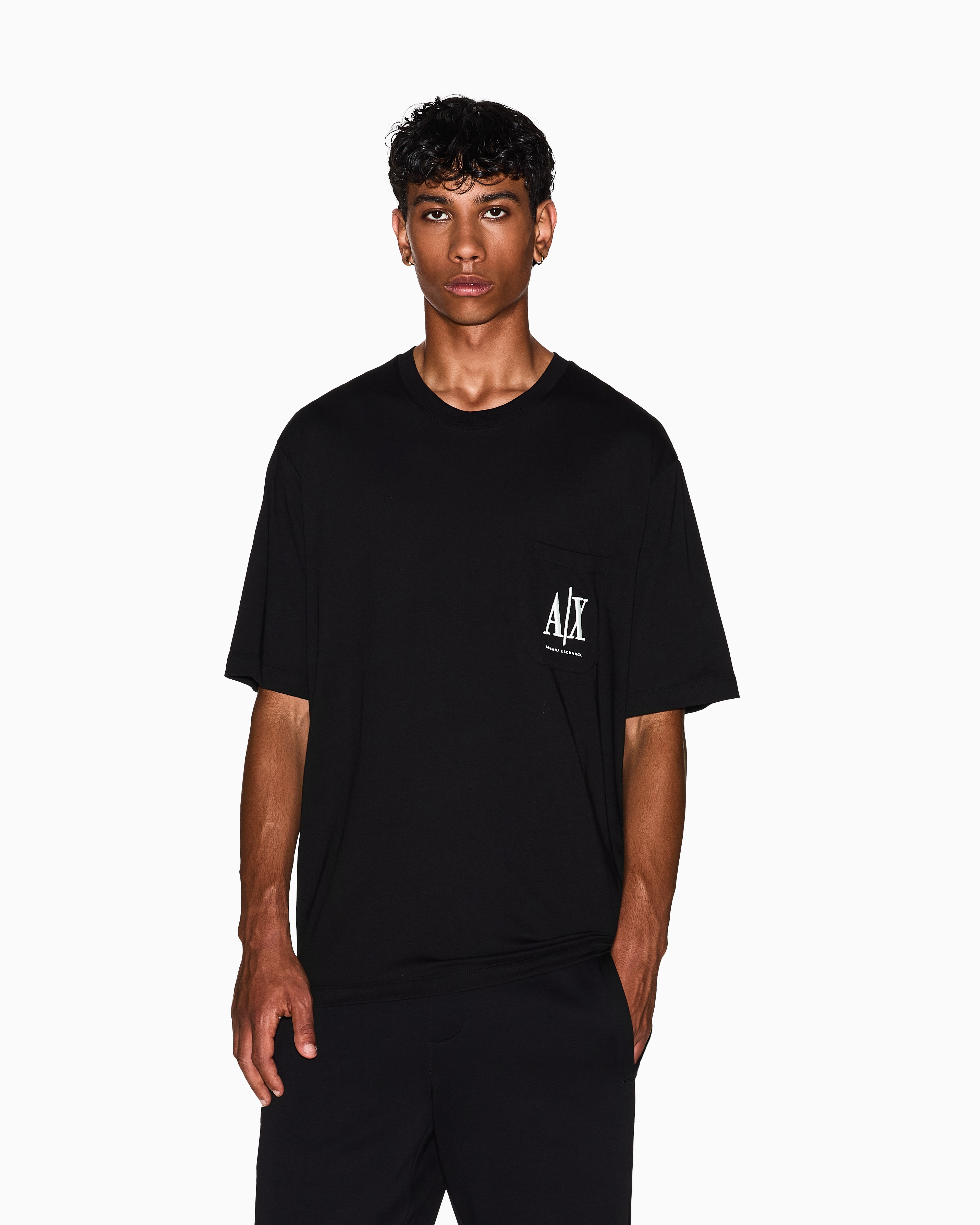 Regular fit T-shirt with pocket and logo | Armani Exchange