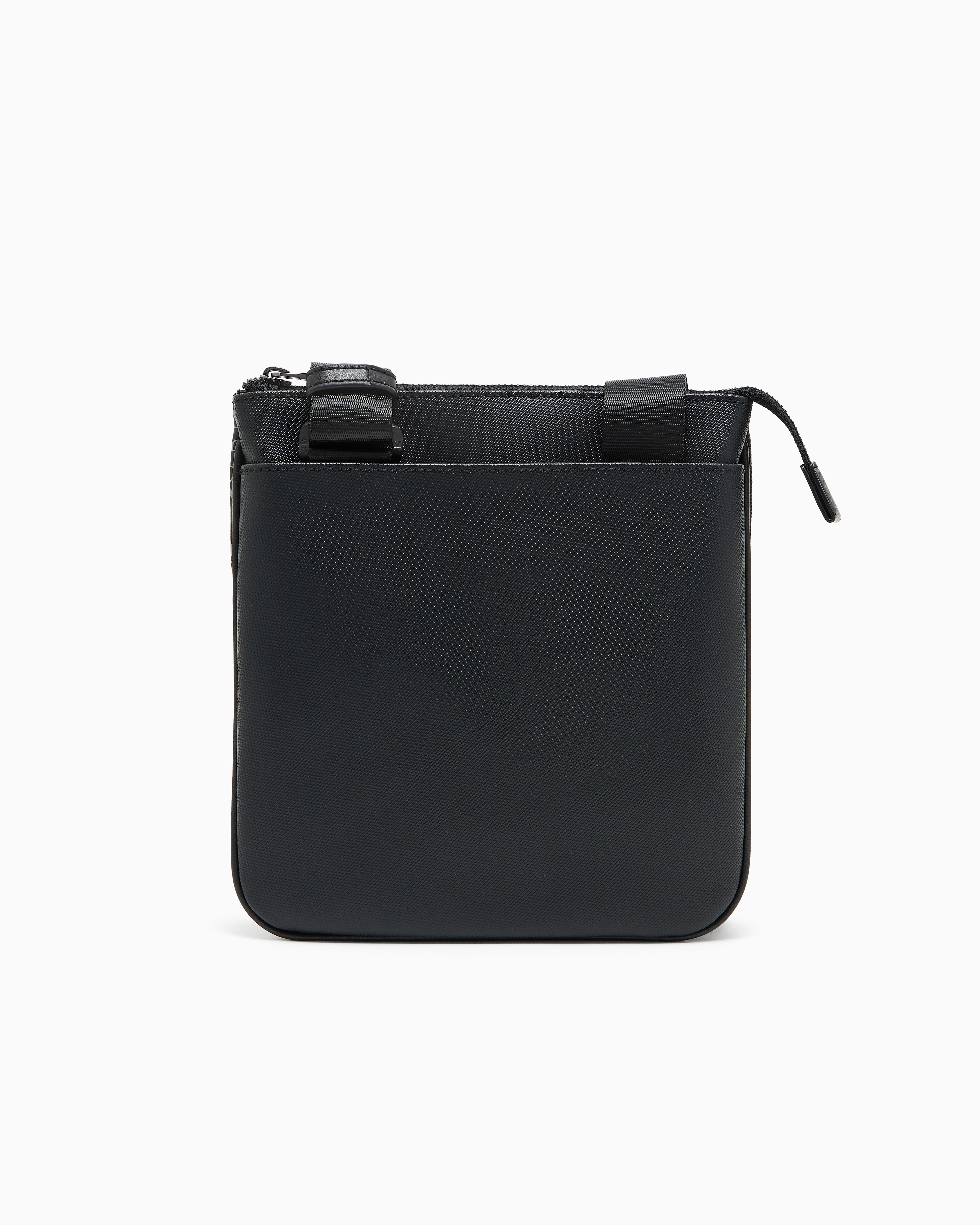 Armani Exchange - Monogram and Stripe Flat Shoulder Bag, Man, Black, Size: TU