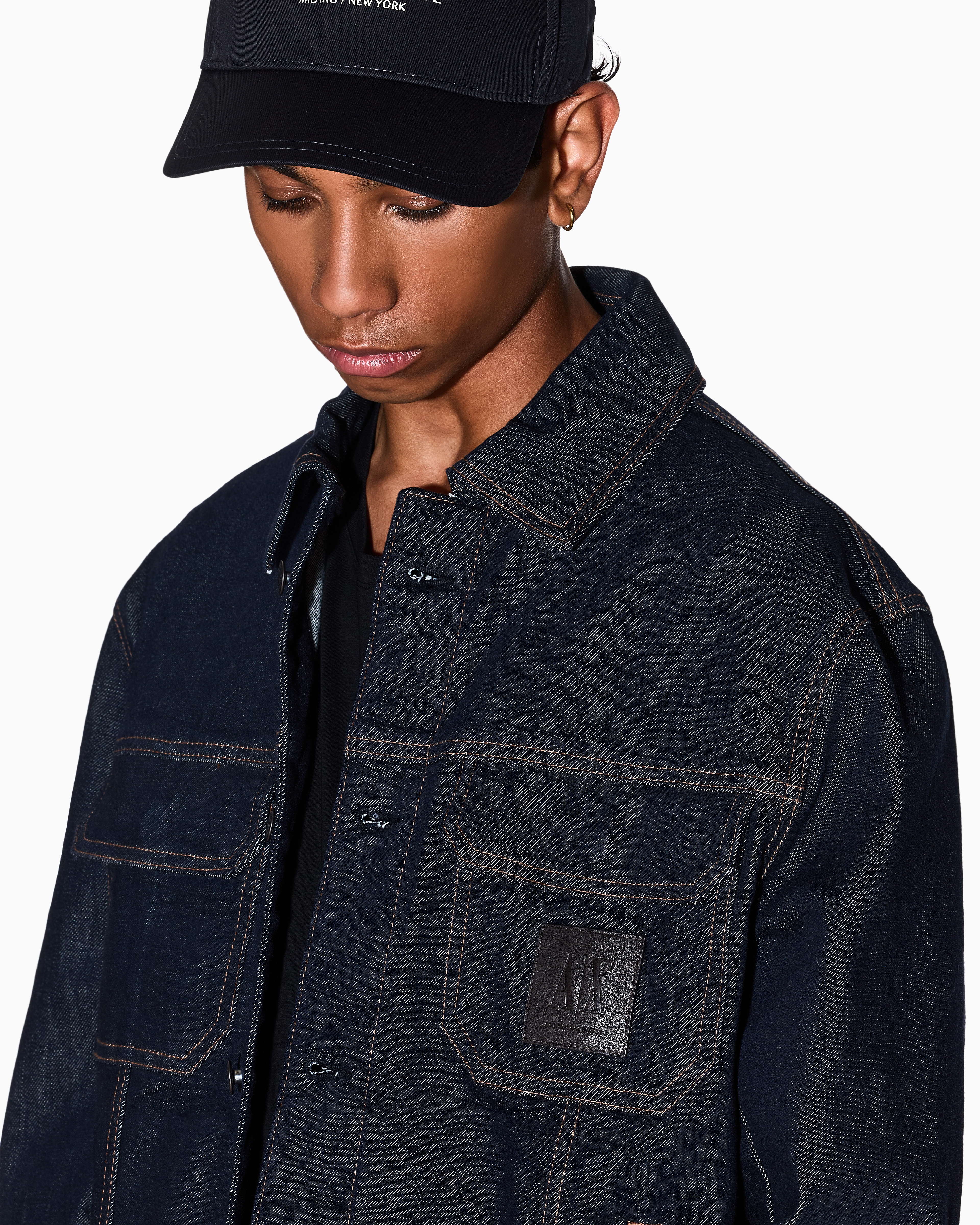 Armani Exchange - Denim Jackets, Man, Blue, Size: