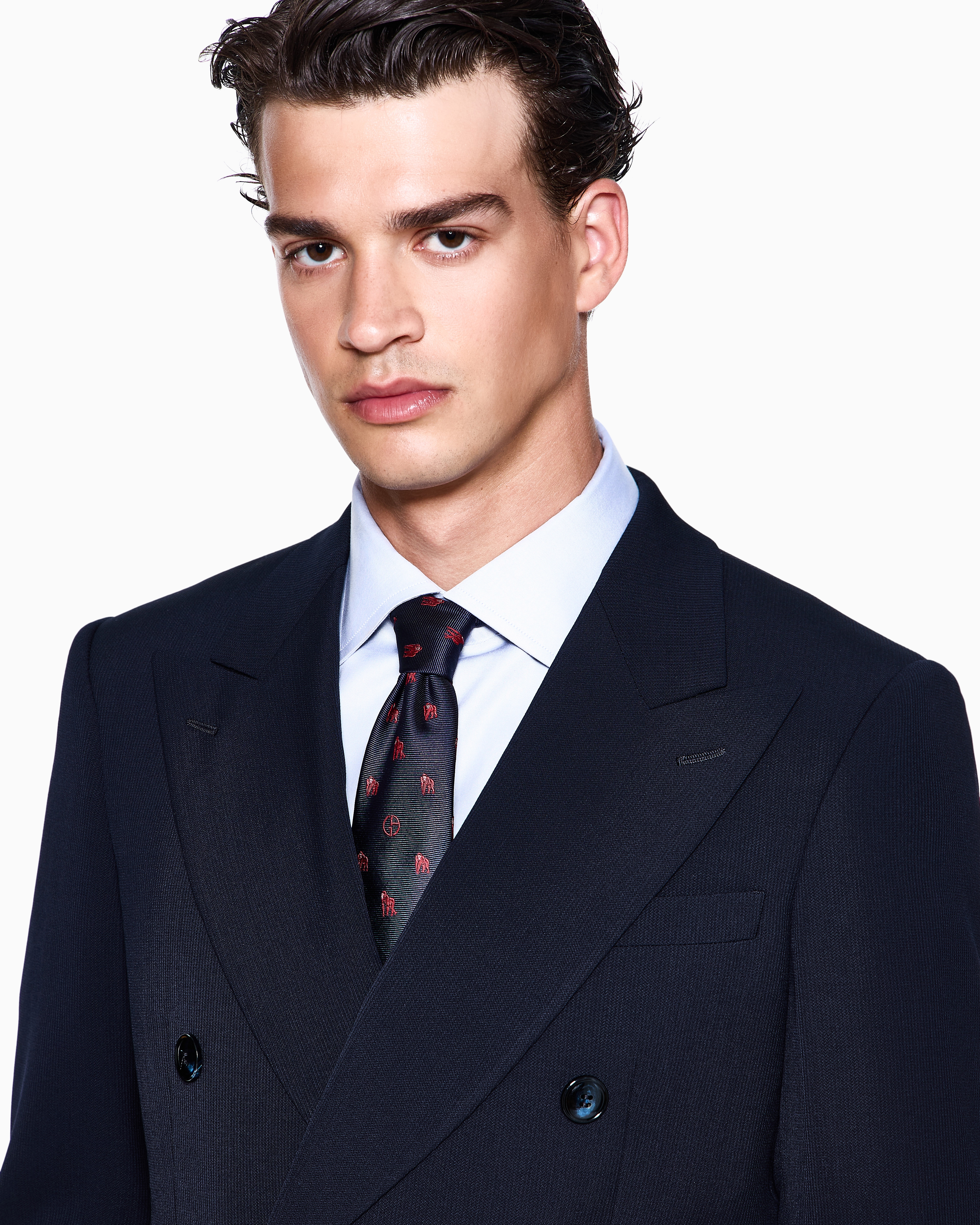Giorgio Armani Jacquard Silk Tie In Blue