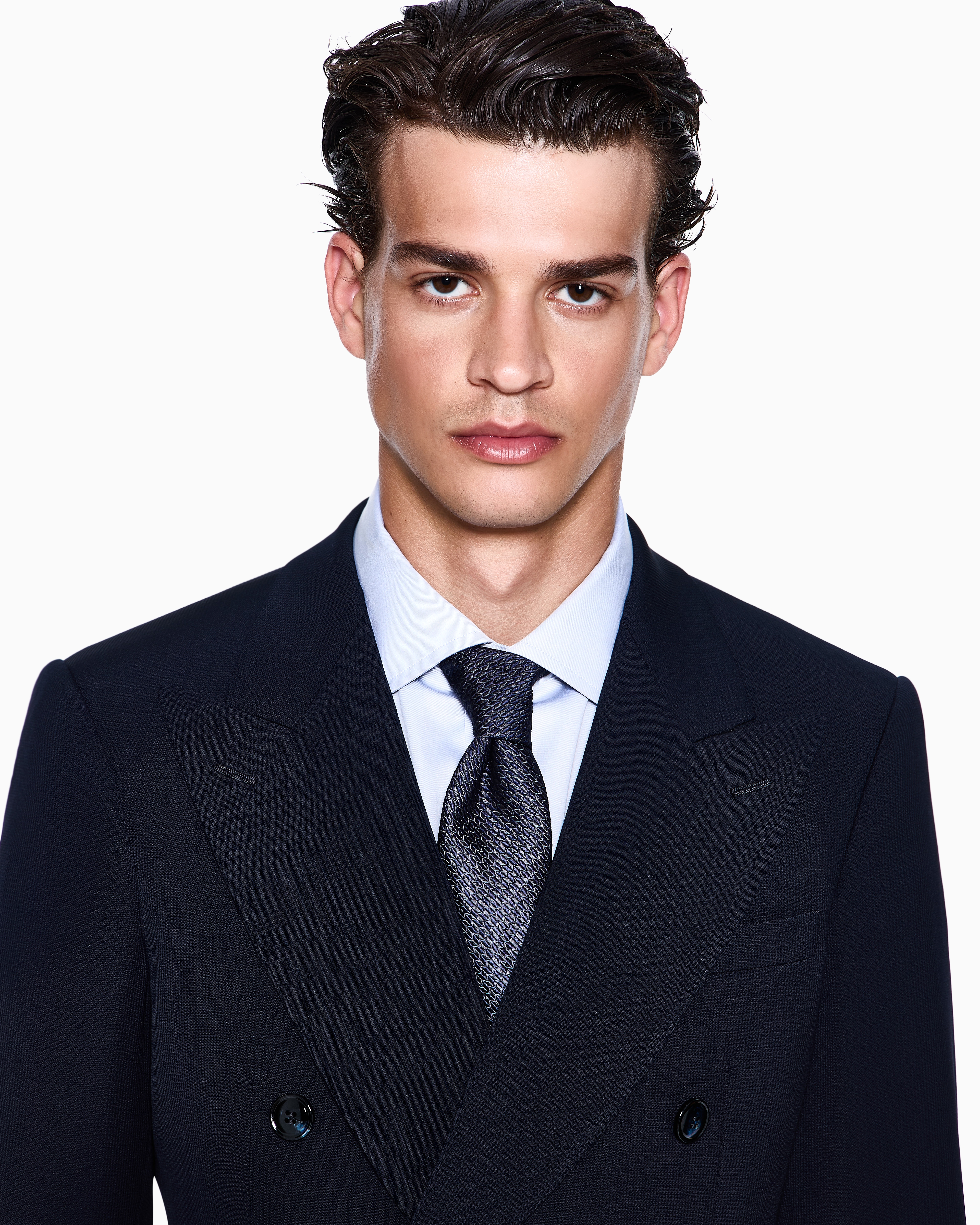 Giorgio Armani Cravate En Soie Jacquard In Blue
