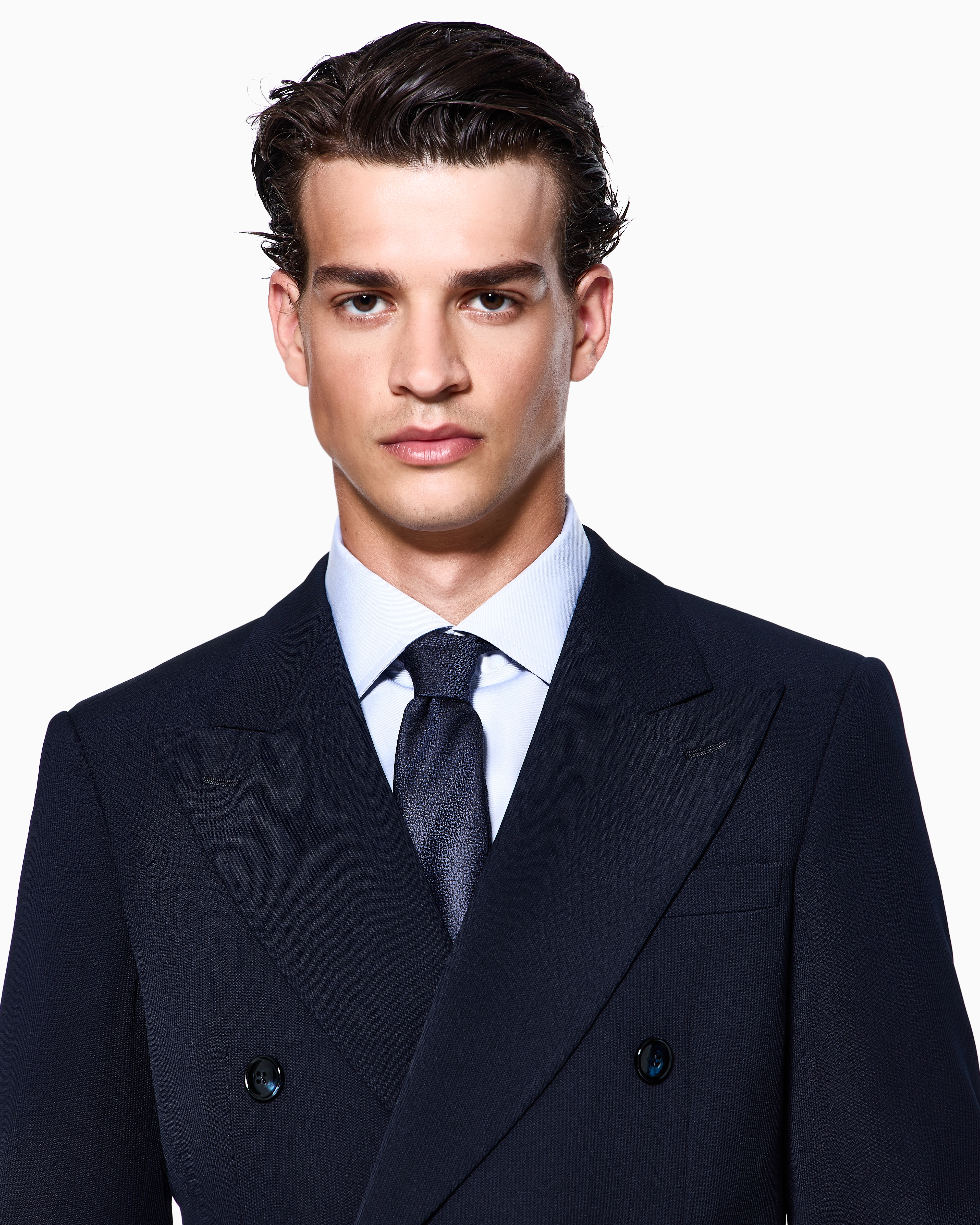 Giorgio Armani Cravate En Soie Et Cachemire Jacquard In Blue