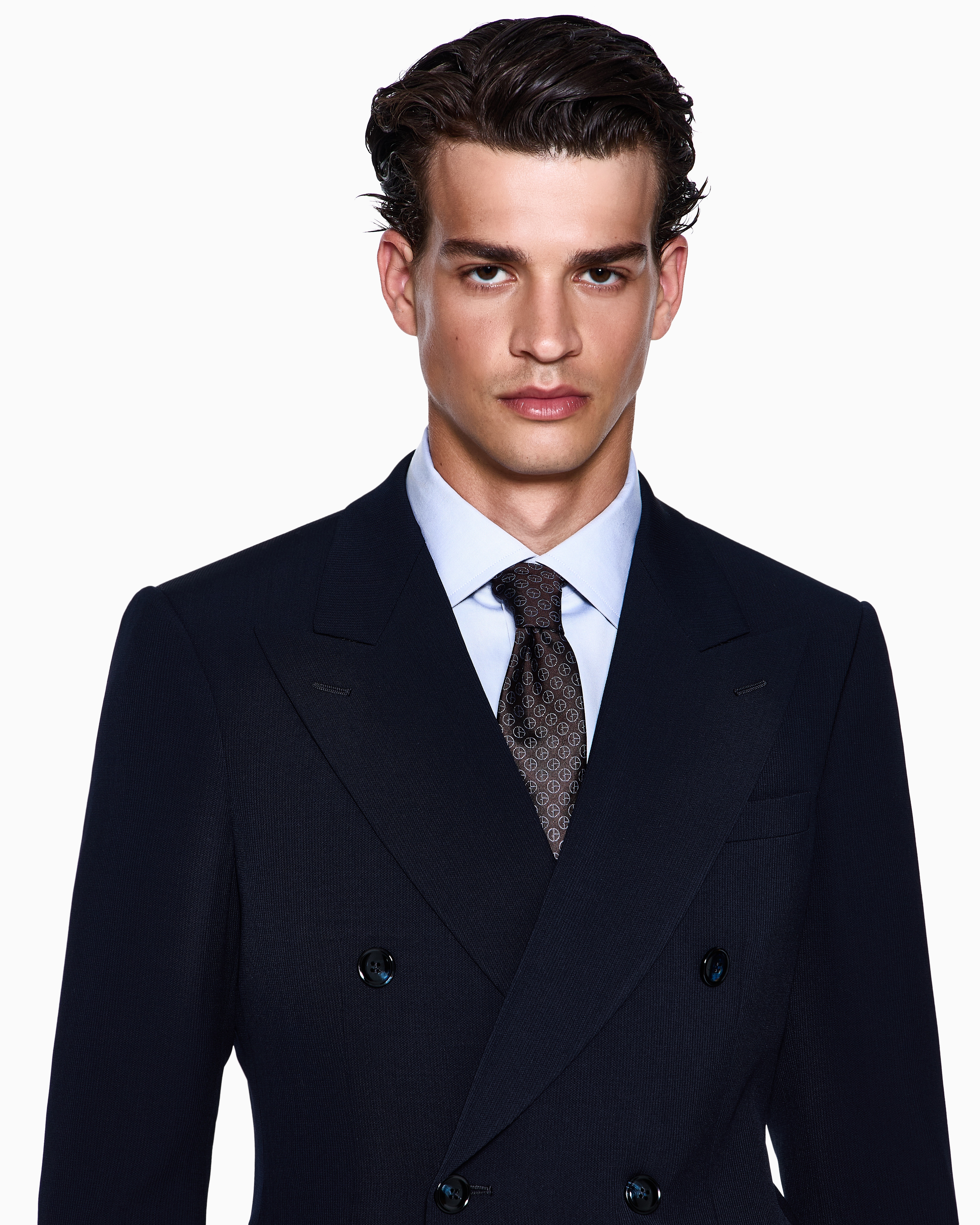Giorgio Armani Silk Tie In Faded Monogram Jacquard Silk In Brown
