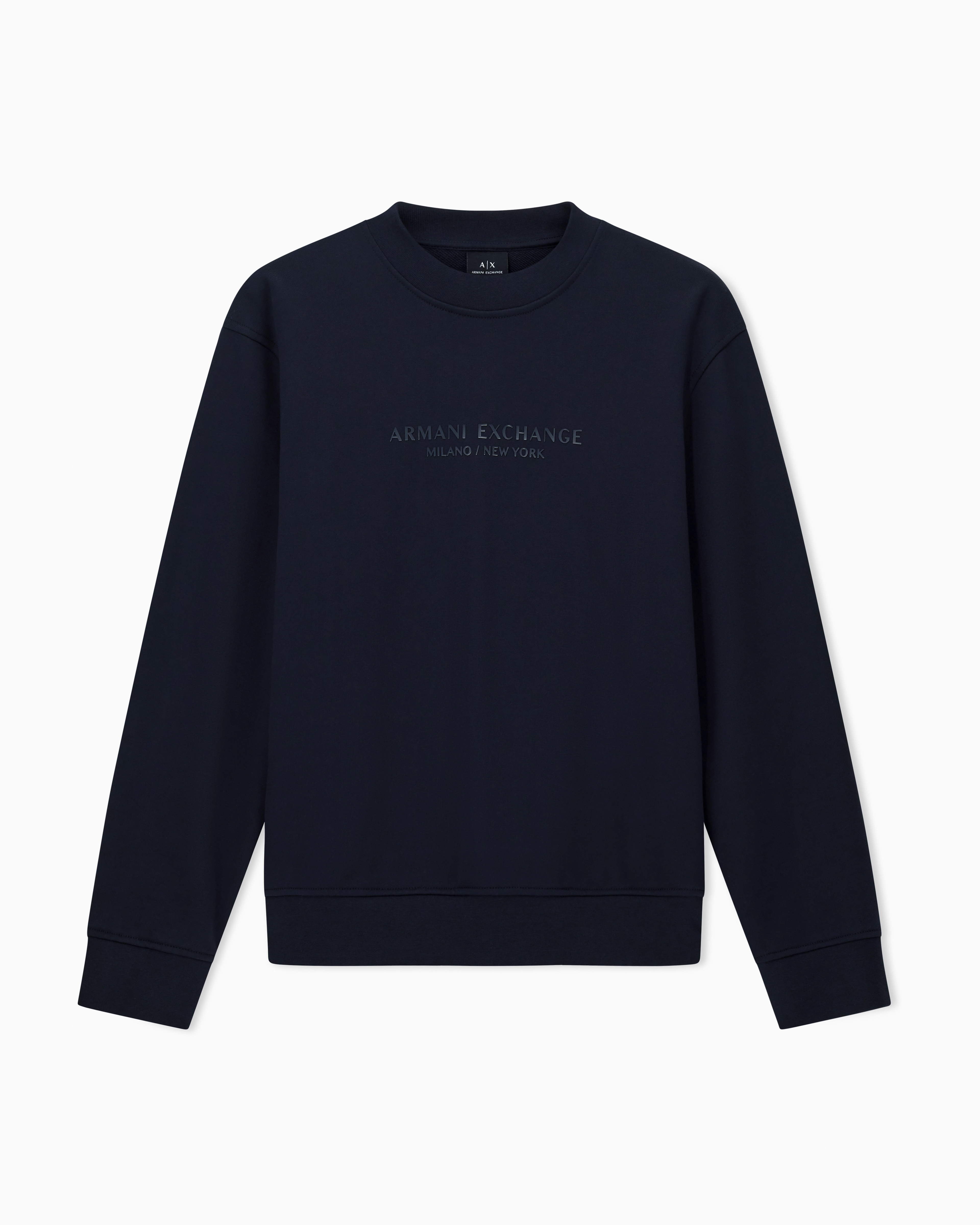 Armani Exchange Navy_blue Crewneck Sweatshirt With Tone Logo Small