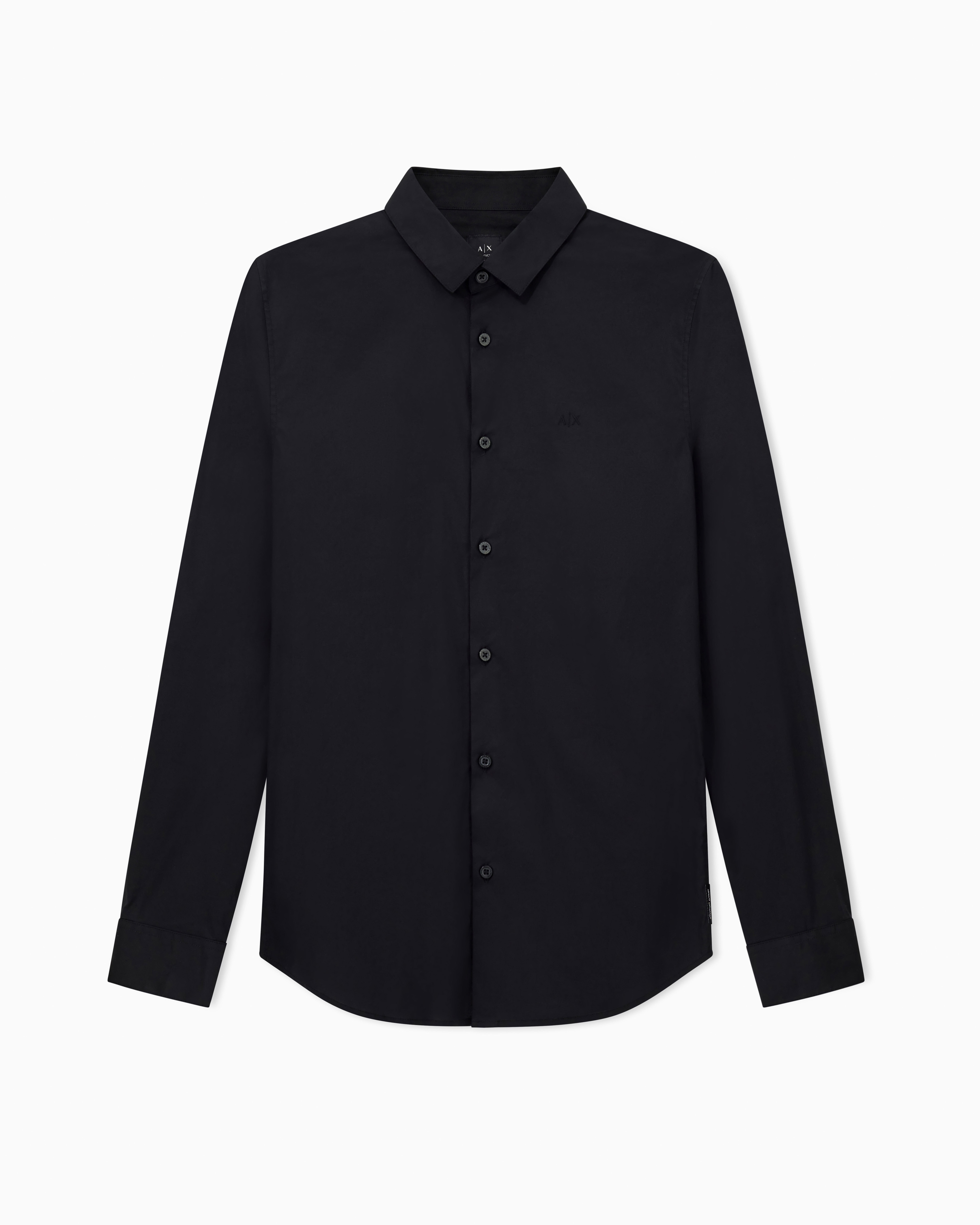 Armani Exchange - Slim fit shirt stretch cotton poplin, Man, Black, Size: