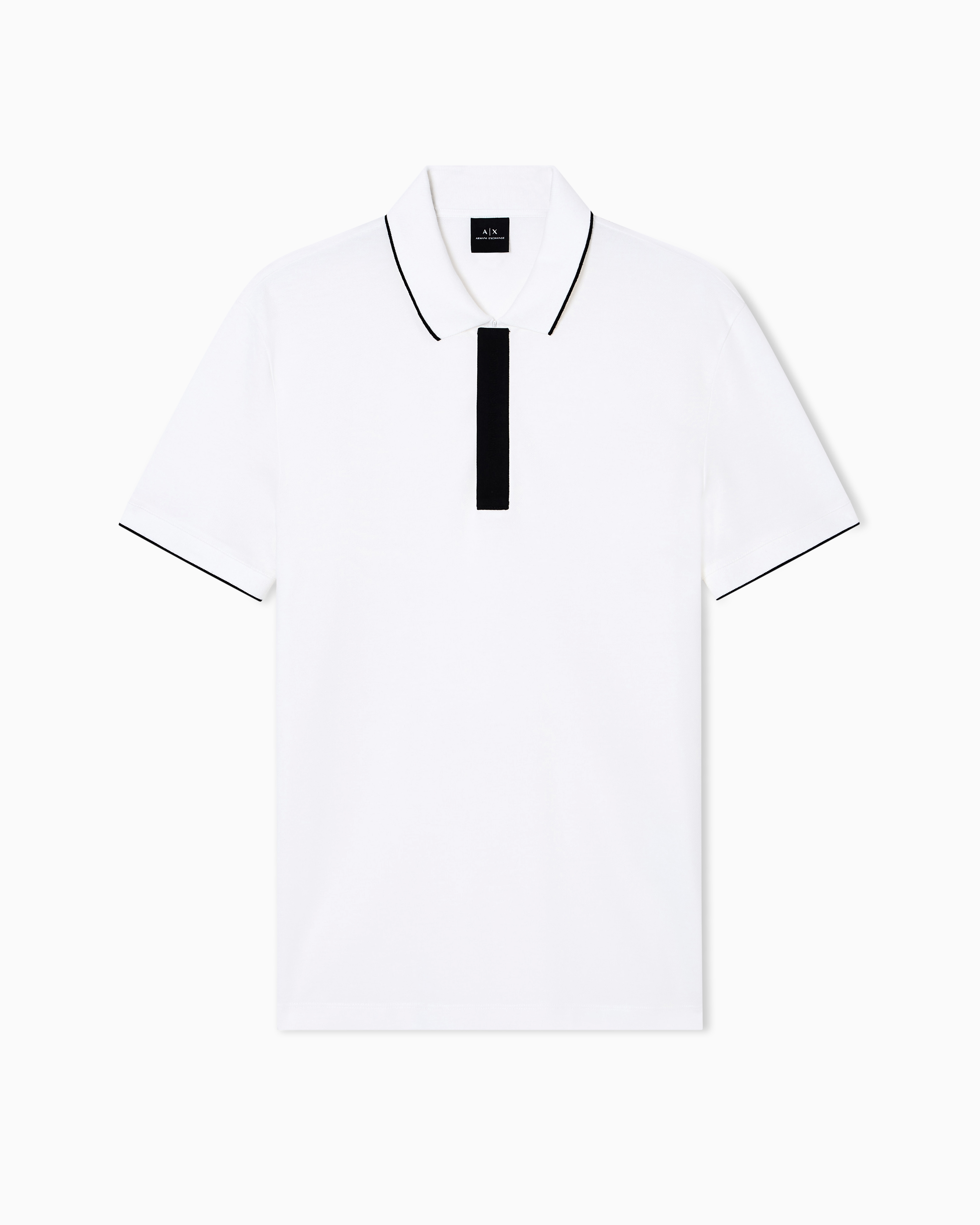 Armani Exchange White Slim Fit Polo With Button Insert Large