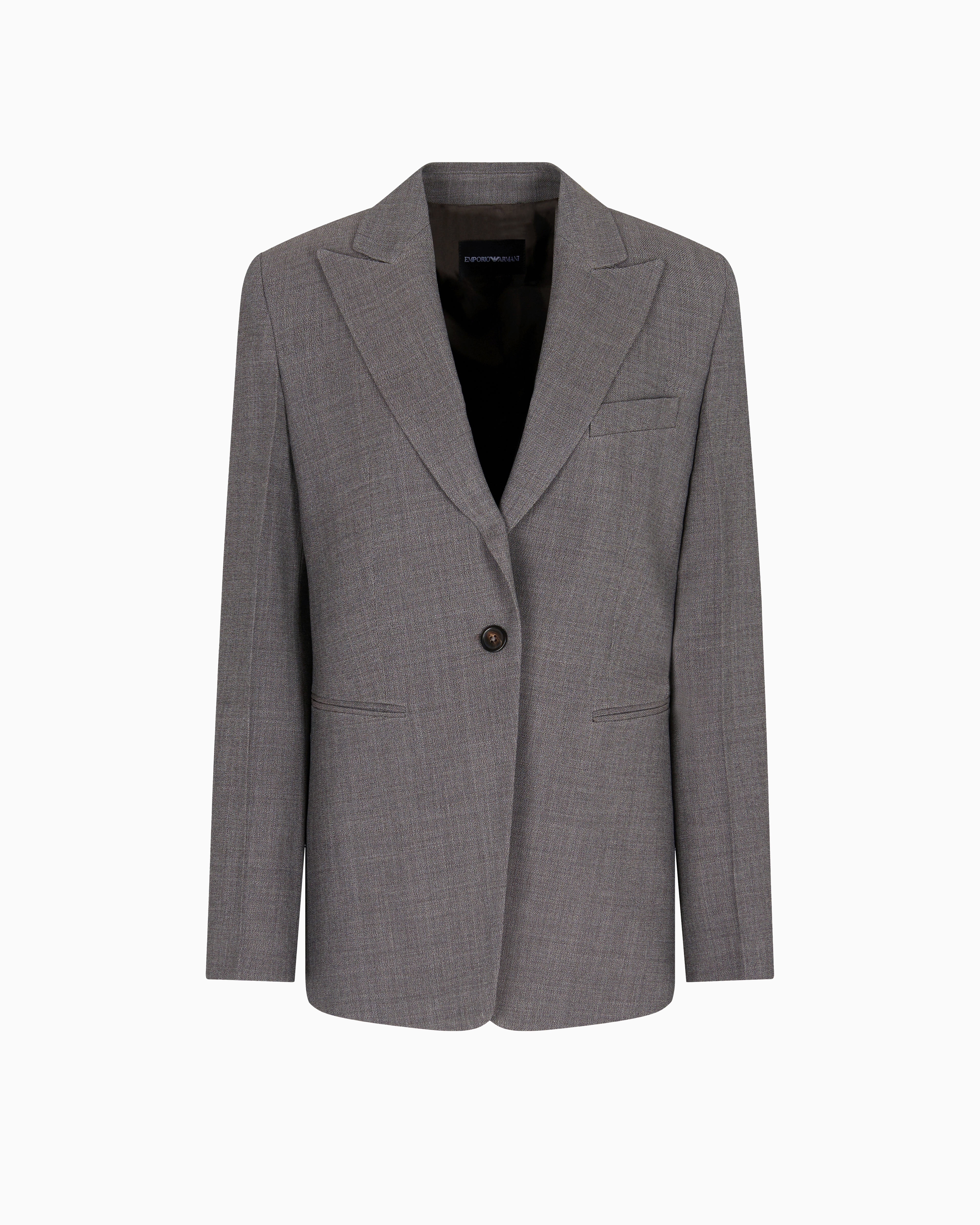 Single-breasted blazer in mouliné wool crêpe | Emporio Armani