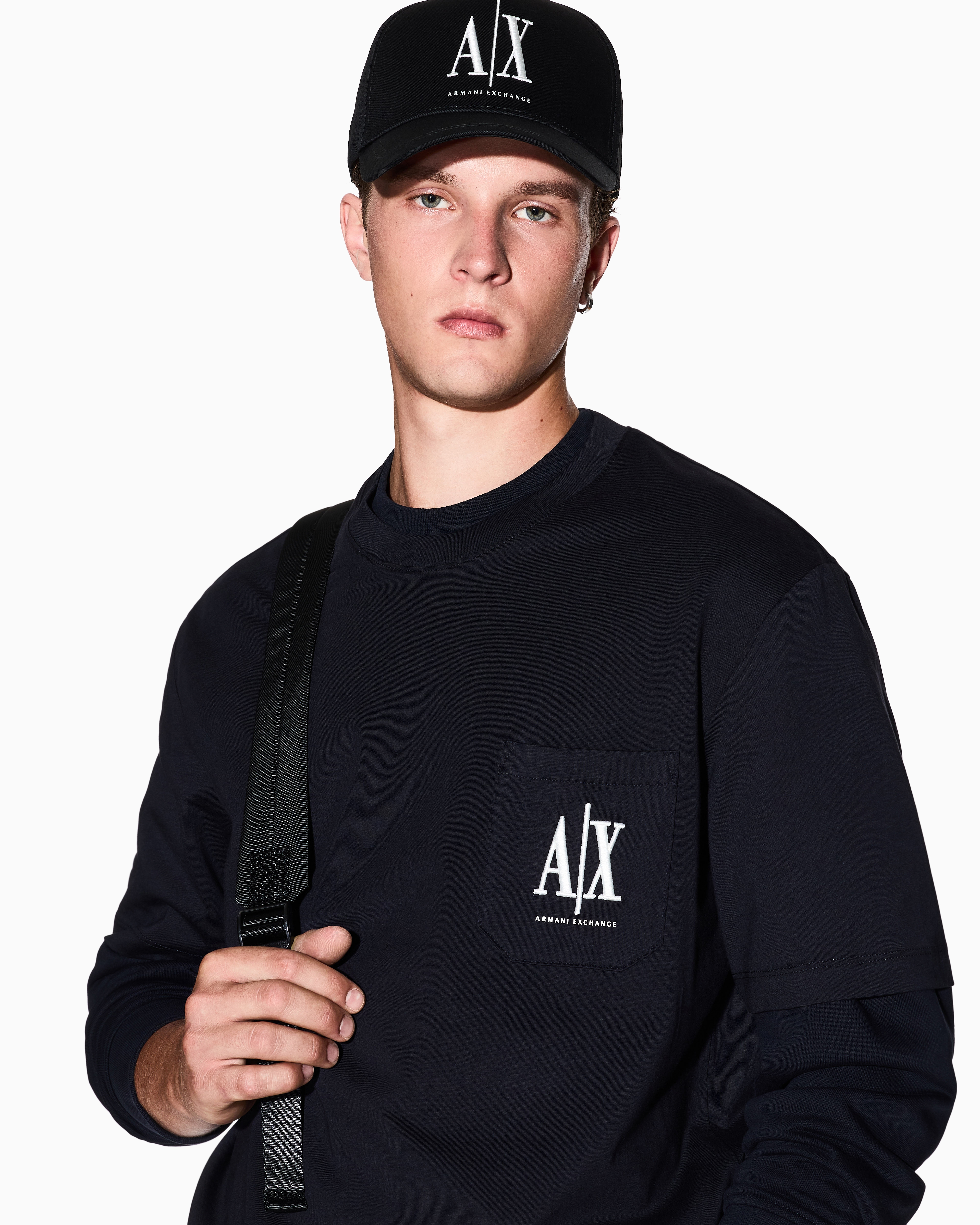 Regular fit T-shirt with pocket and logo | Armani Exchange