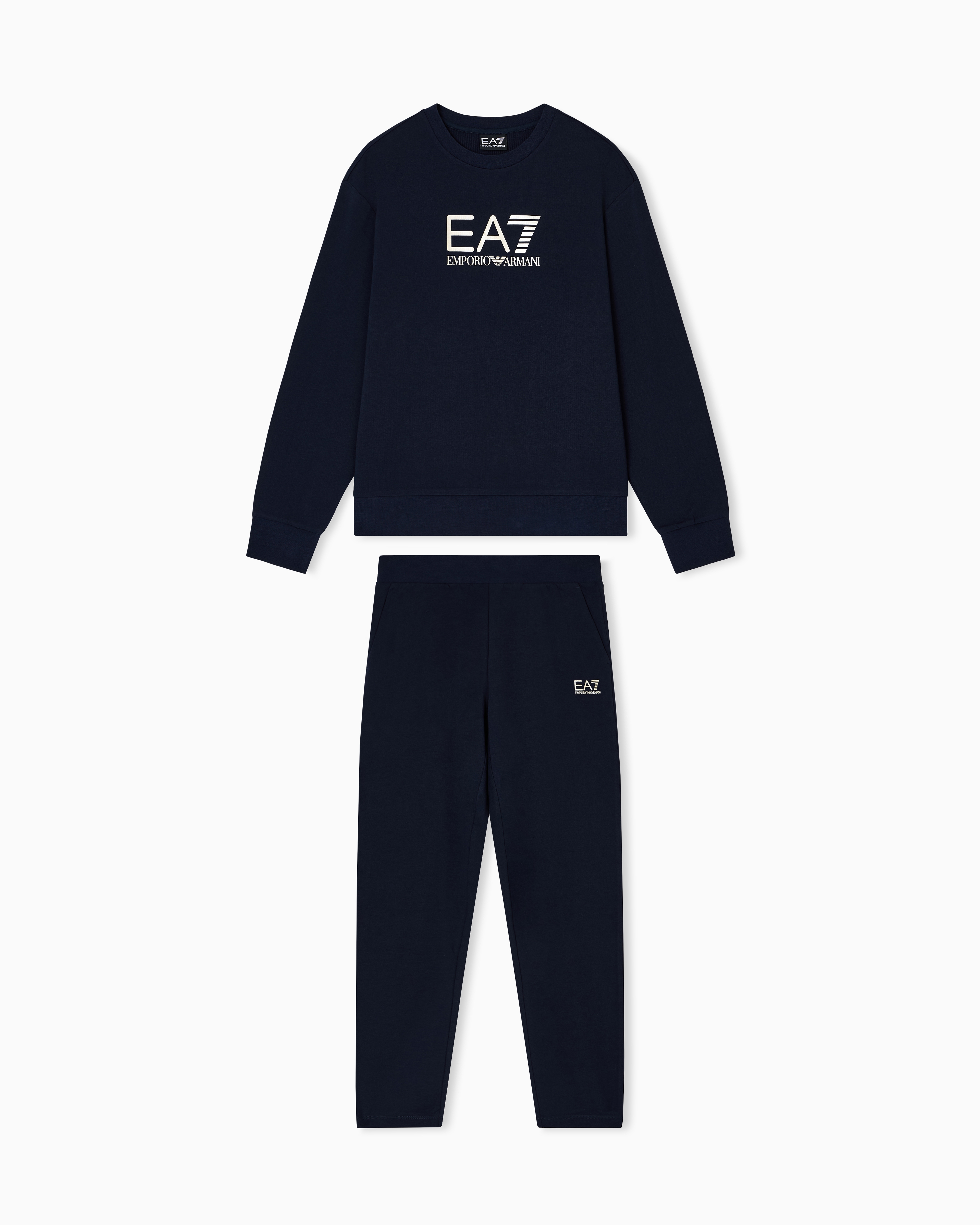 Ea7 Blue Stretch-Cotton Tracksuit With Logo Xxs
