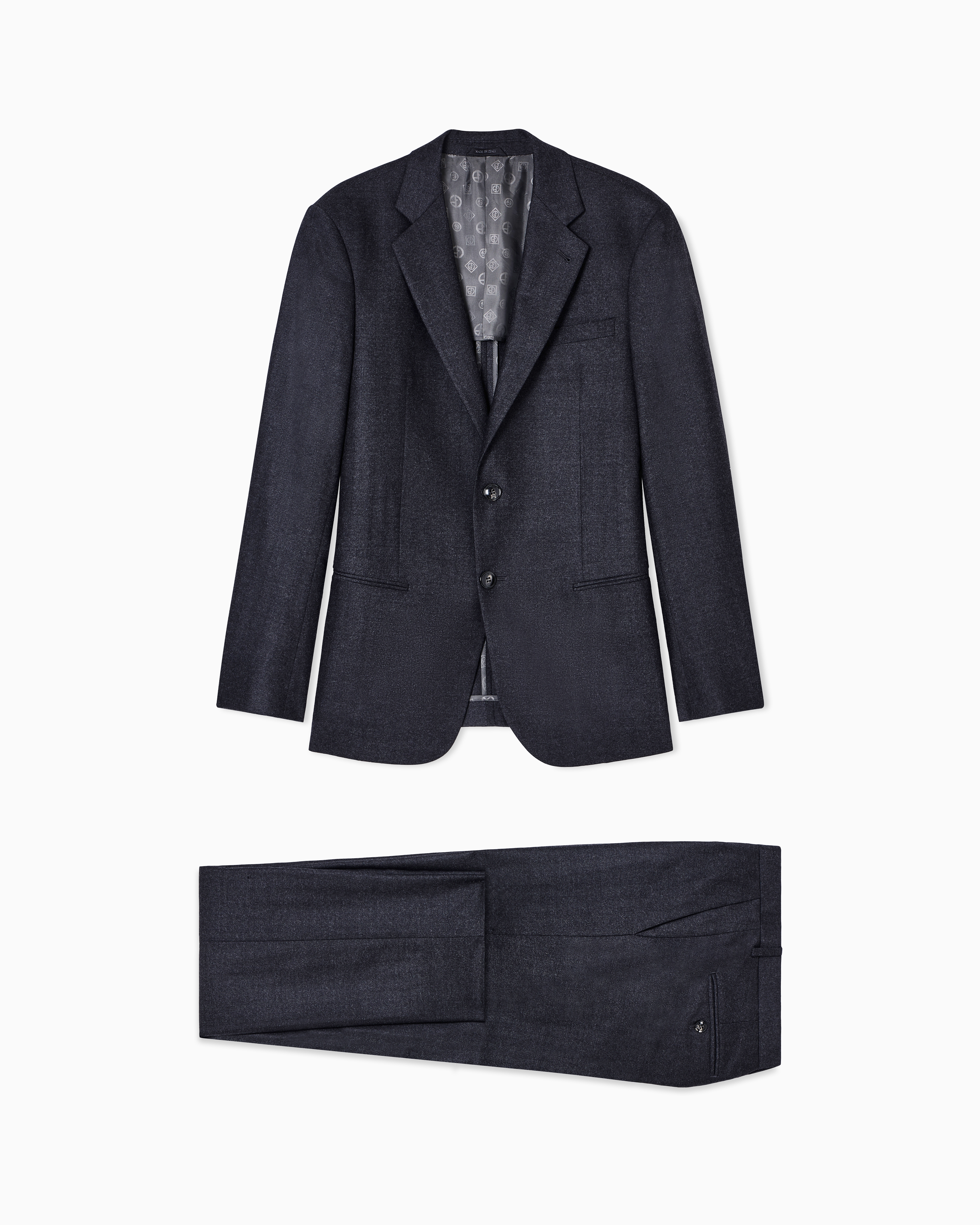 Giorgio Armani Soho Line Single-breasted Suit In Chevron Virgin Wool And Cashmere In Blue