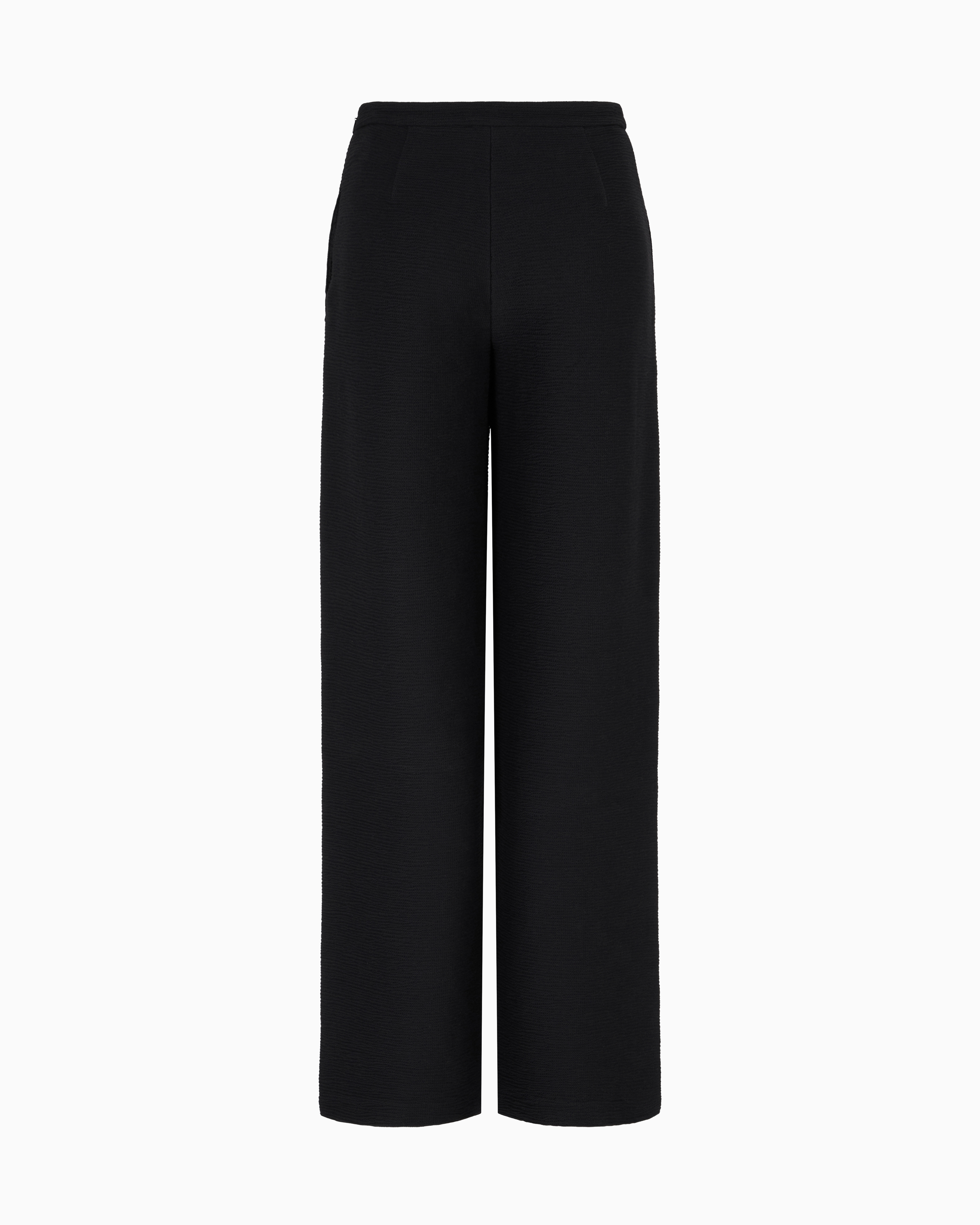Emporio Armani - ASV embossed, textured jersey palazzo trousers, Woman, Black, Size: