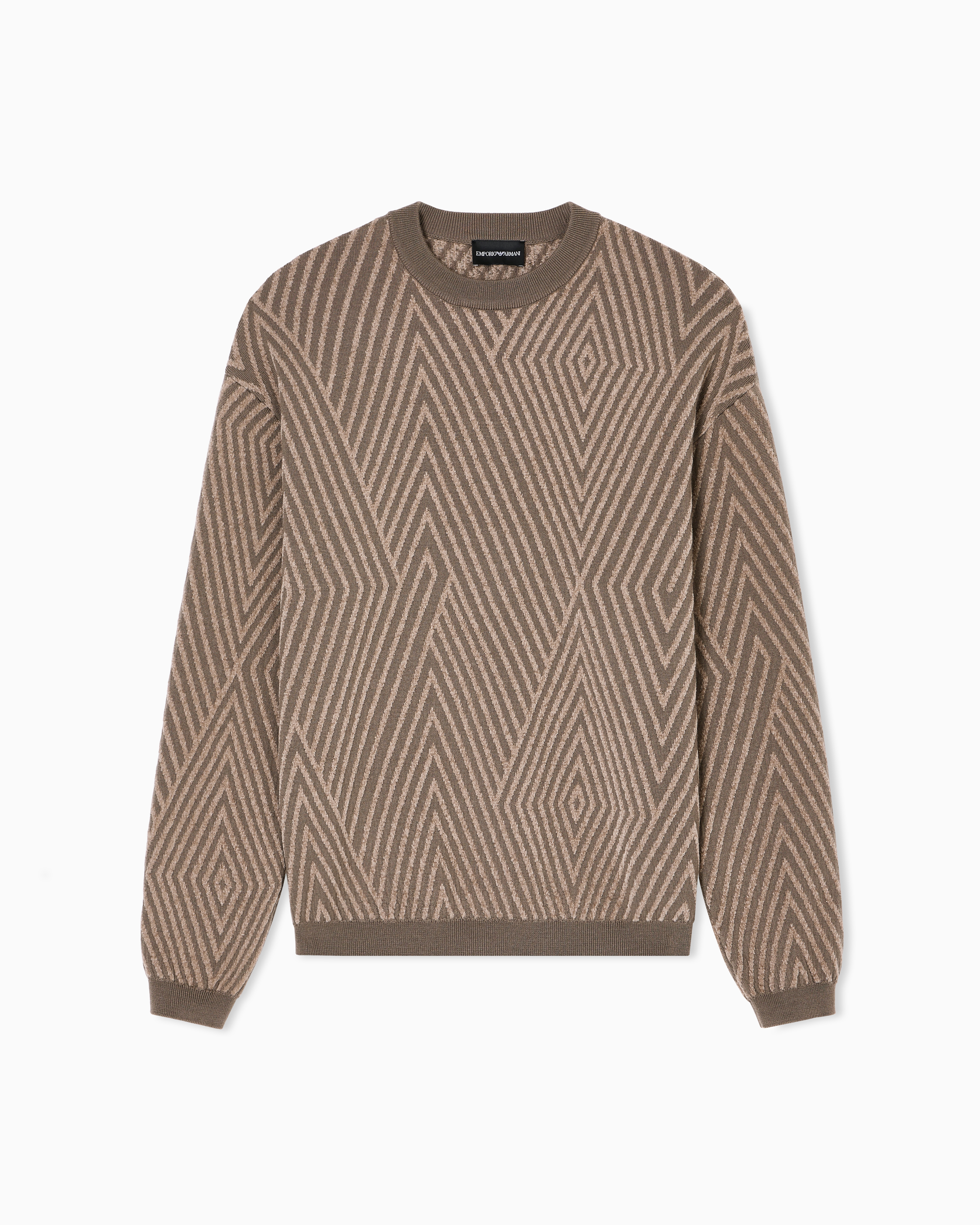 Virgin wool-blend jumper with op-art jacquard with oversized