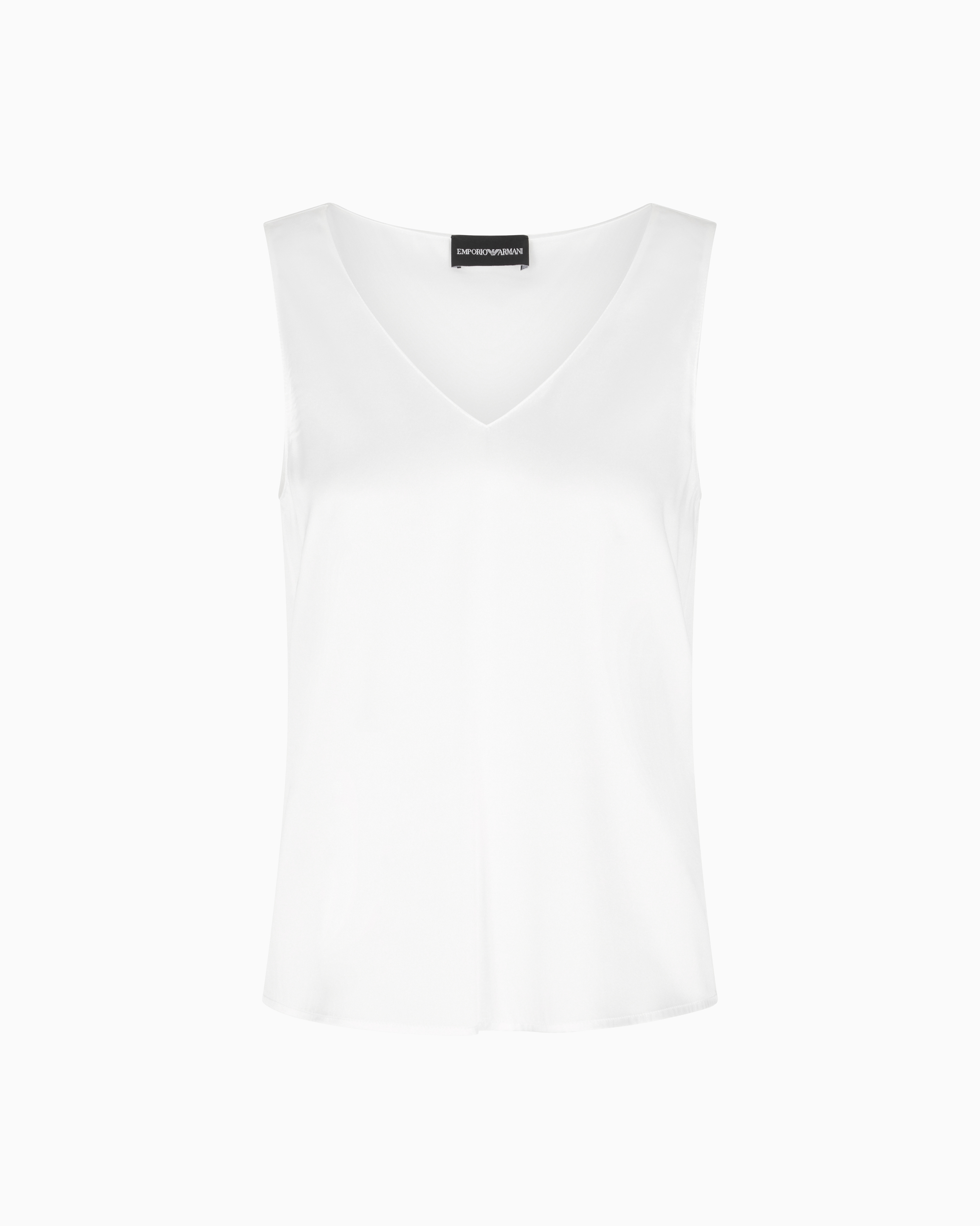 Emporio Armani - Silk satin V-neck top , Woman, White, Size: