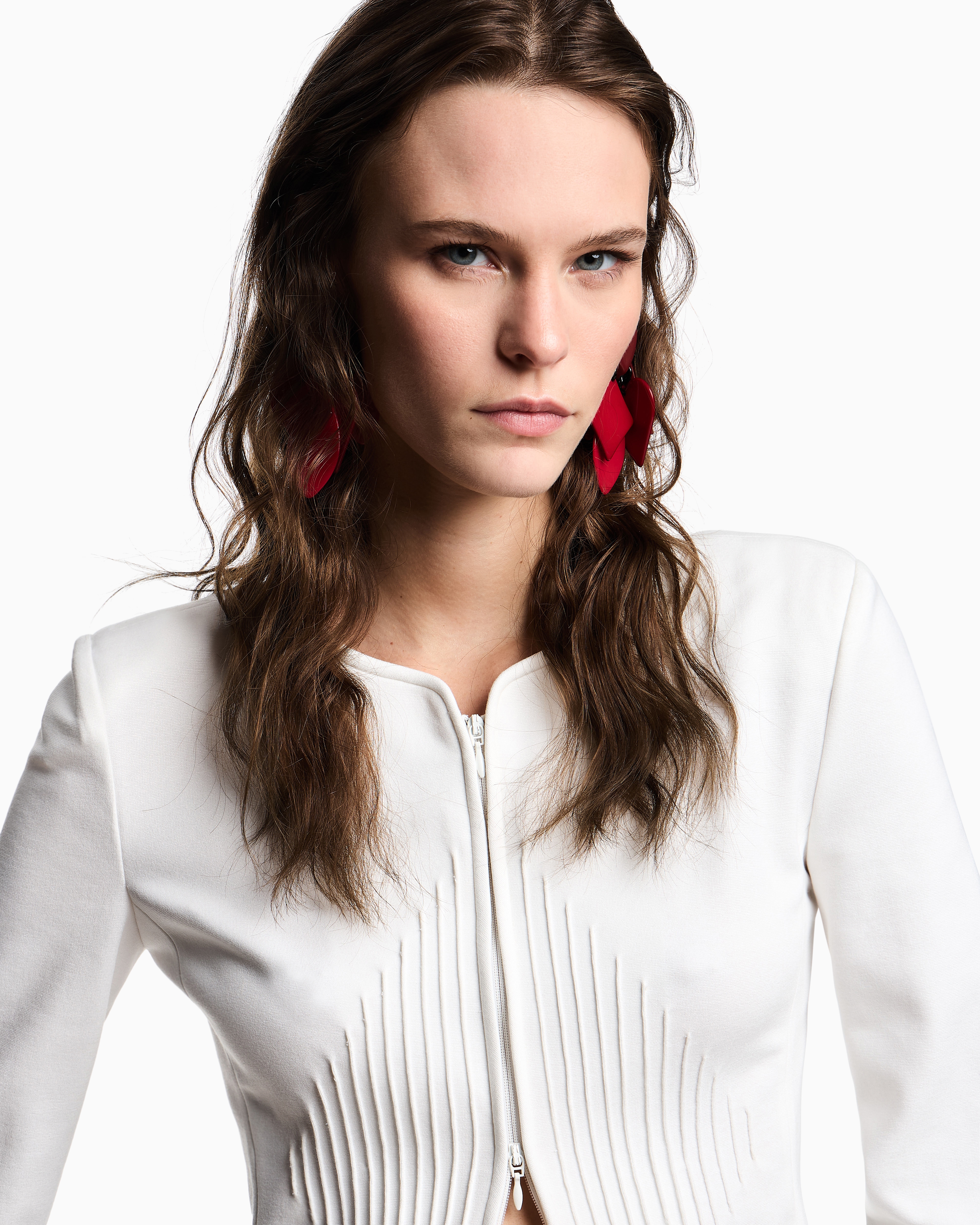 Emporio Armani - Milano-stitch jacket with shoulder pads , Woman, White, Size: