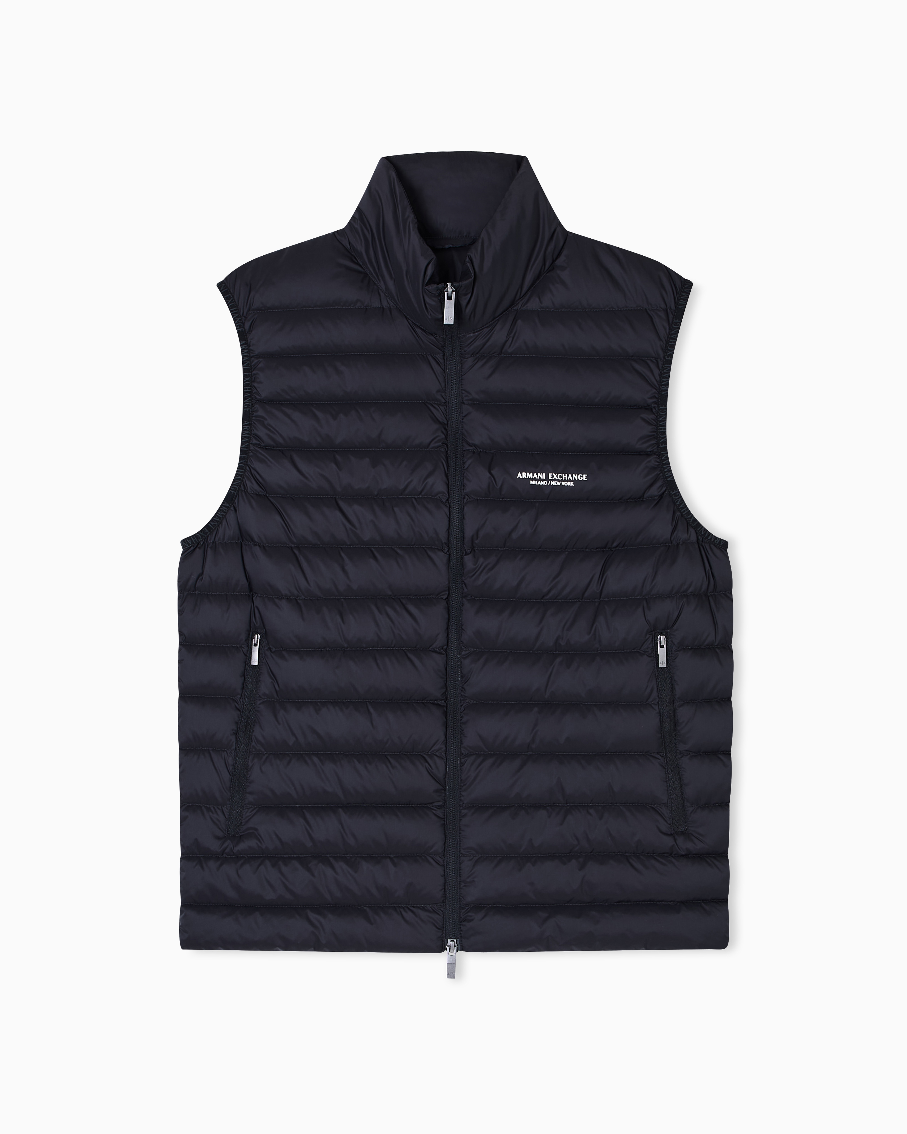 Armani Exchange - Full zip sleeveless down jacket, Man, Black, Size: