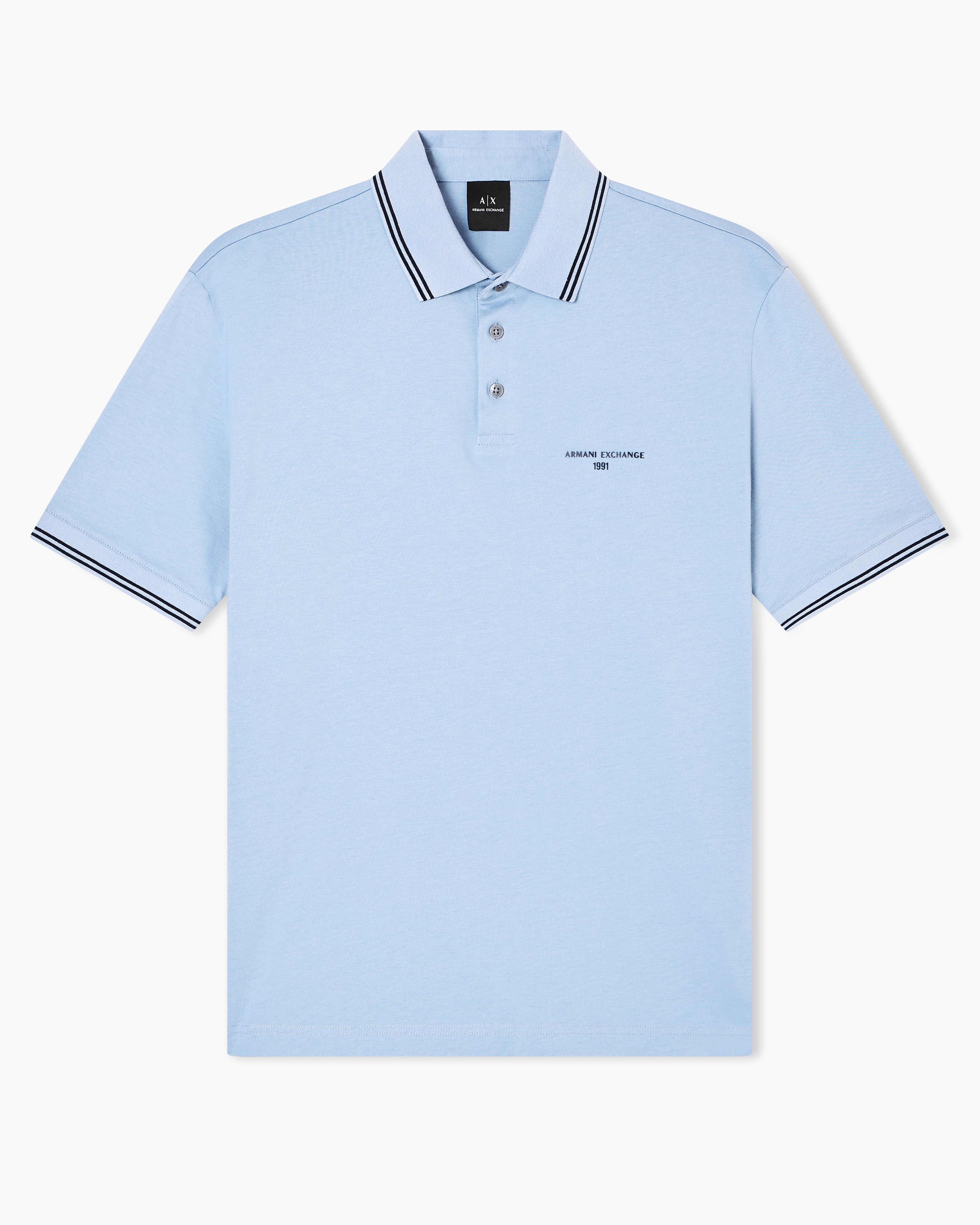 Armani Exchange - Regular fit cotton jersey polo shirt, Man, Light Blue, Size: