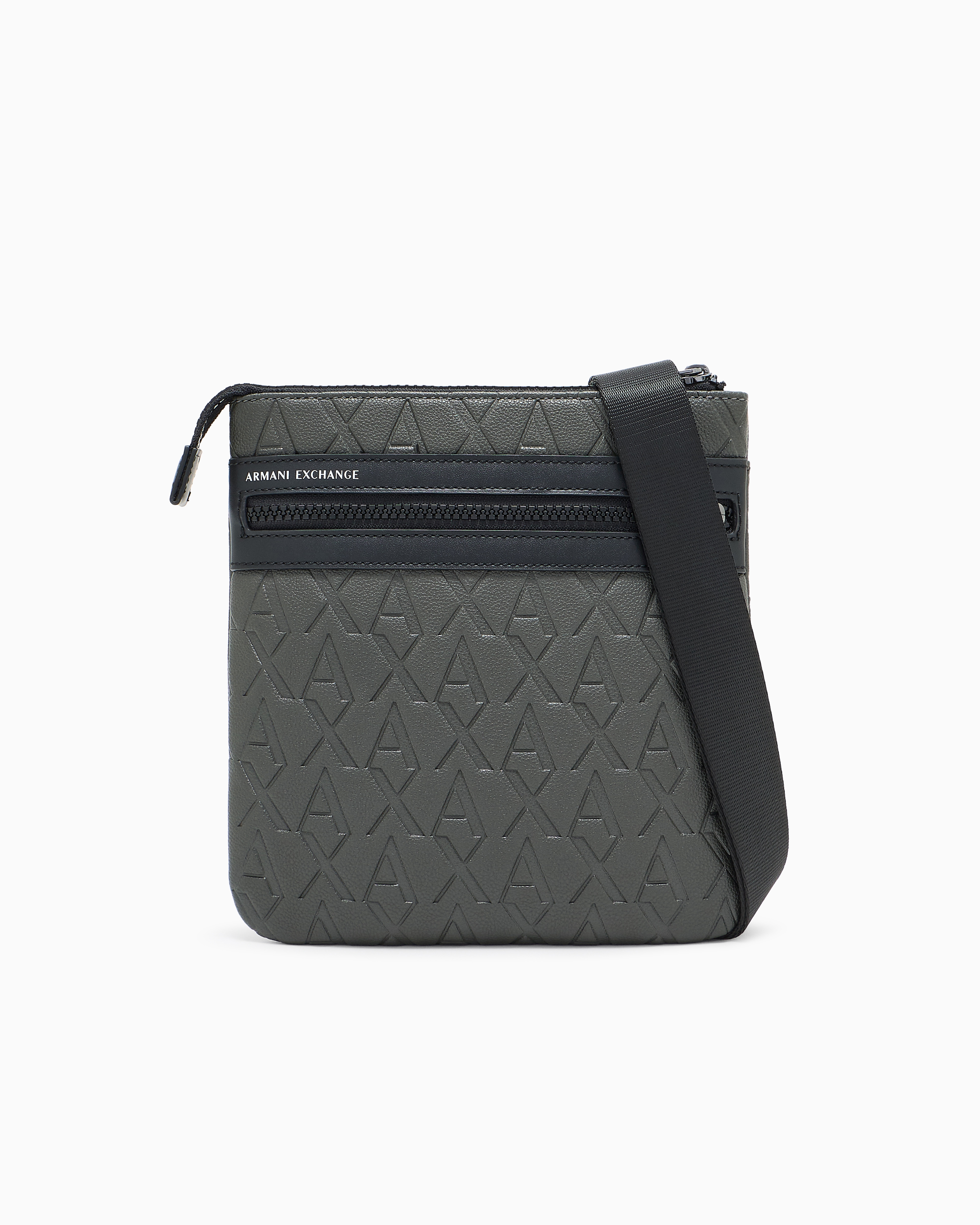 Armani Exchange Flat Shoulder Bag With Allover Logo In Green