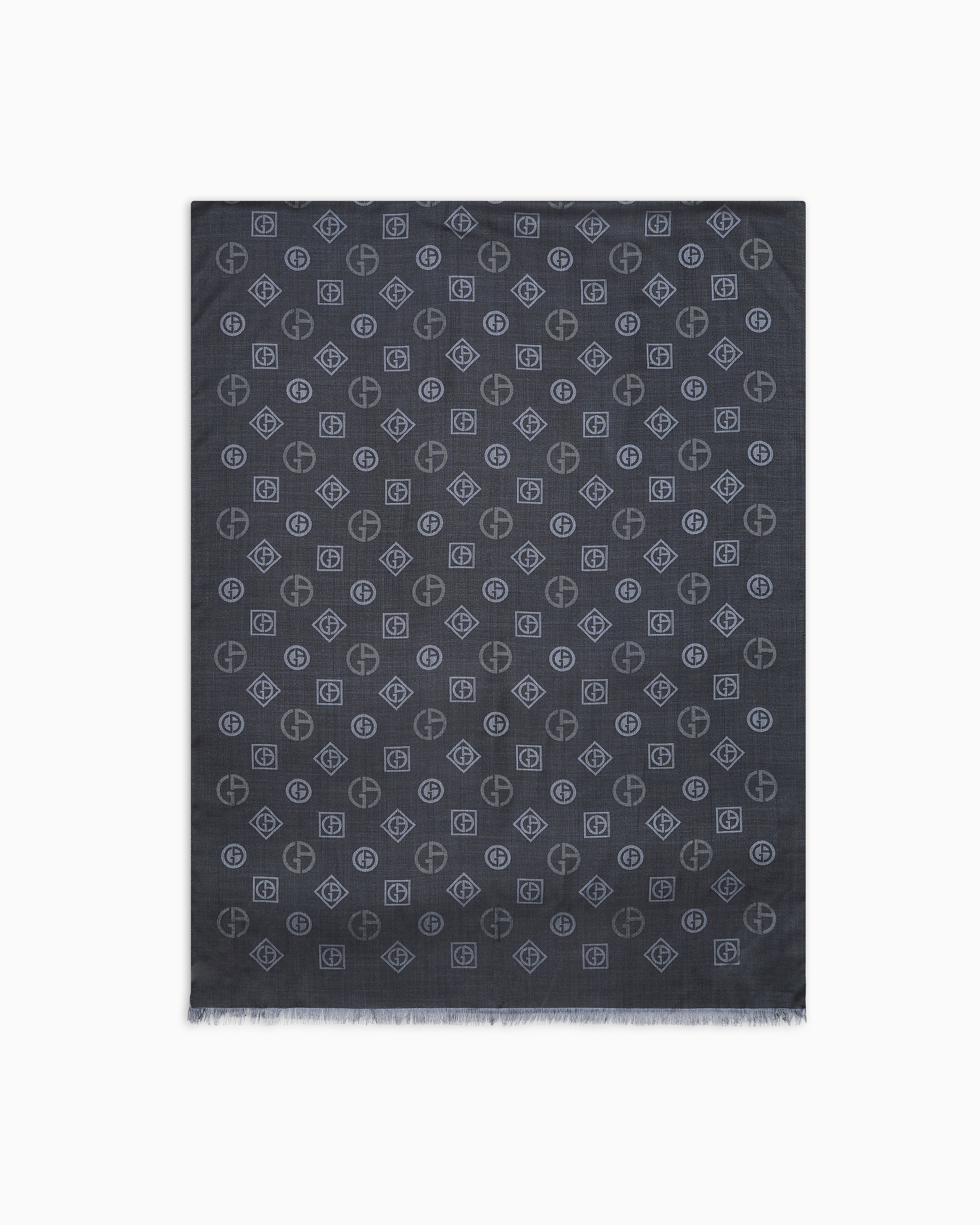 Giorgio Armani Étole En Soie Jacquard Monogramme In Black