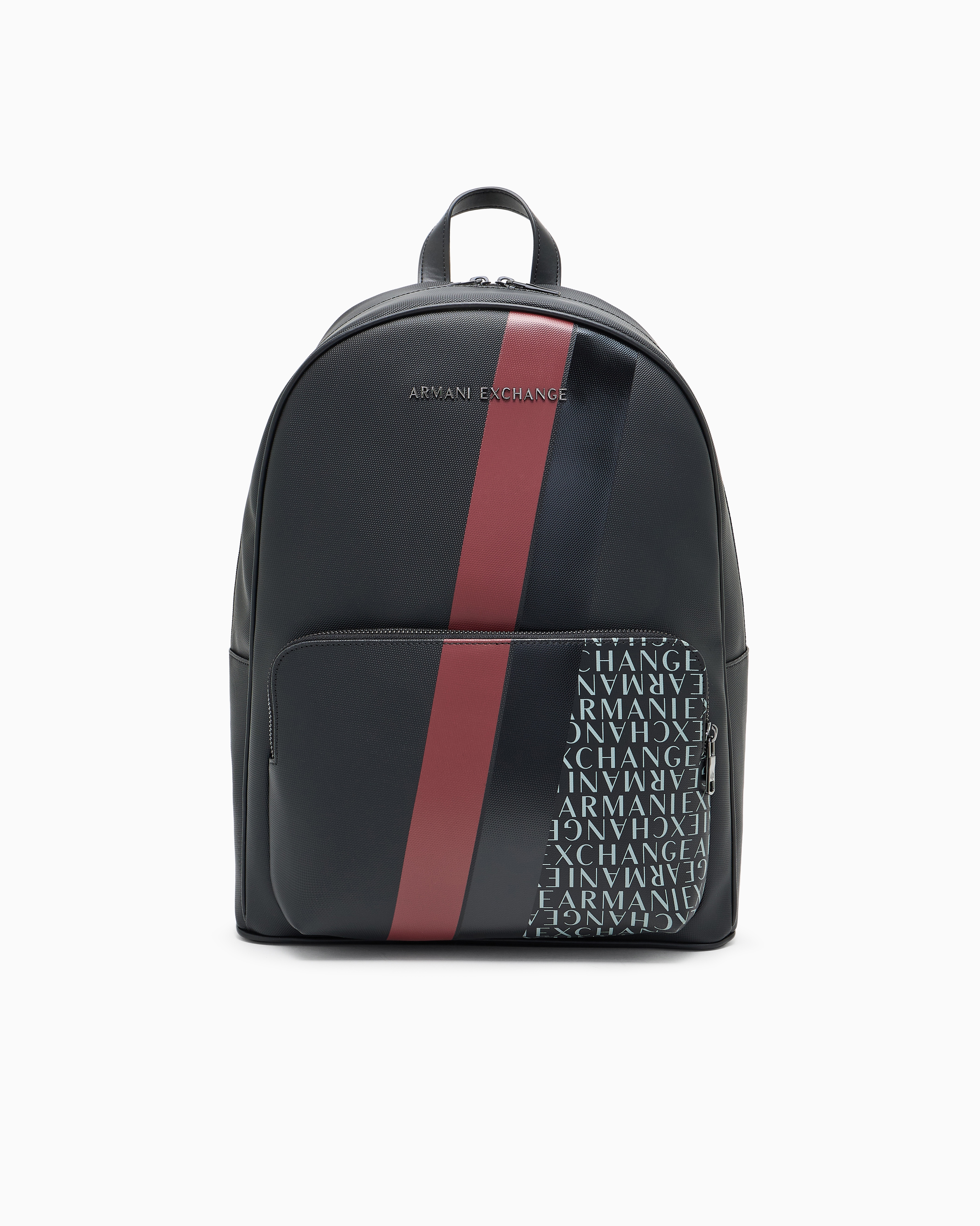 Armani Exchange - Backpack with monogram and stripes, Man, Black, Size: TU