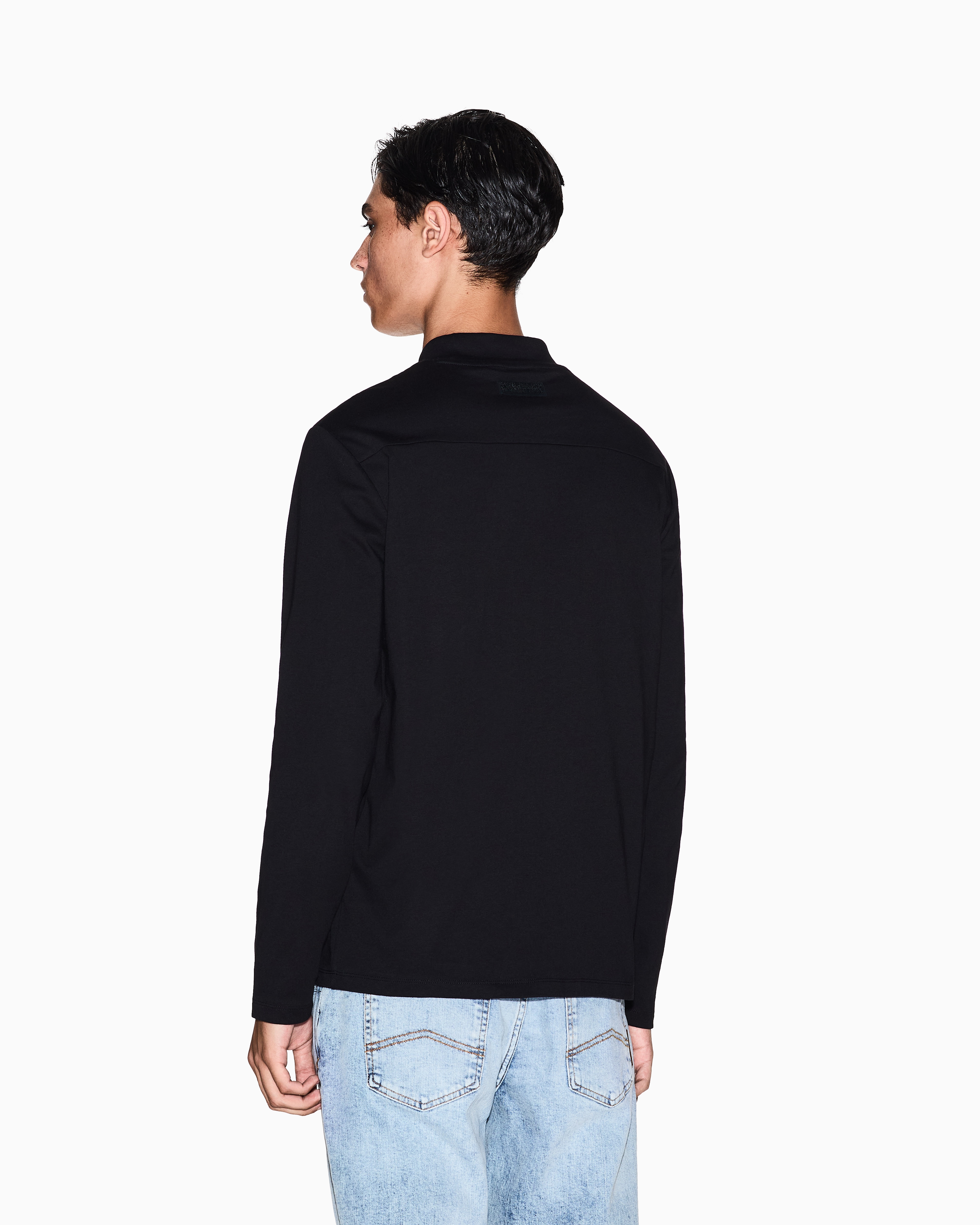 Armani Exchange - Long-sleeved T-shirt with high neck, Man, Black, Size: M