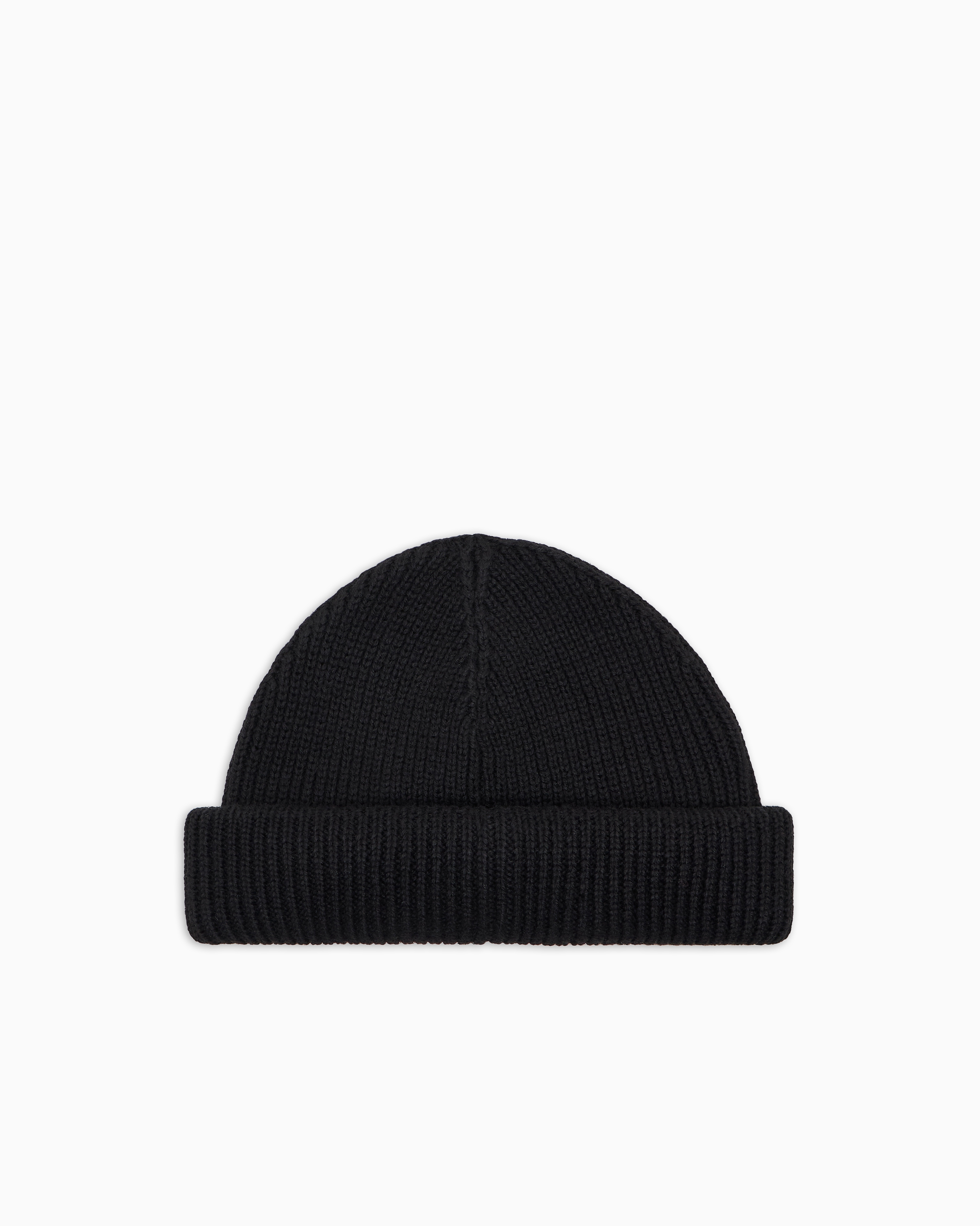 Ea7 Wool-blend Fisherman Beanie In Black