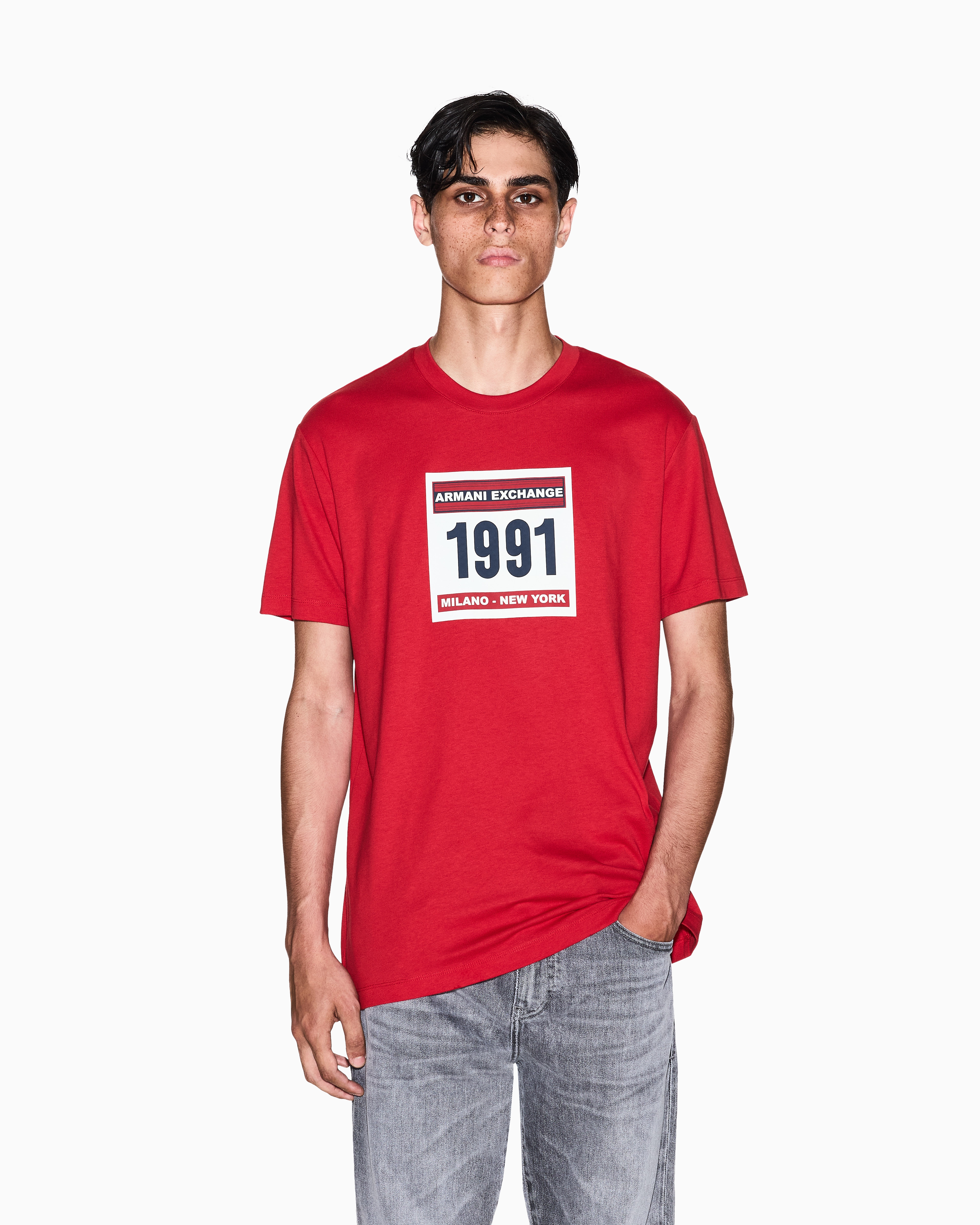 Armani Exchange - Regular Fit T-Shirts, Man, Red, Size: M