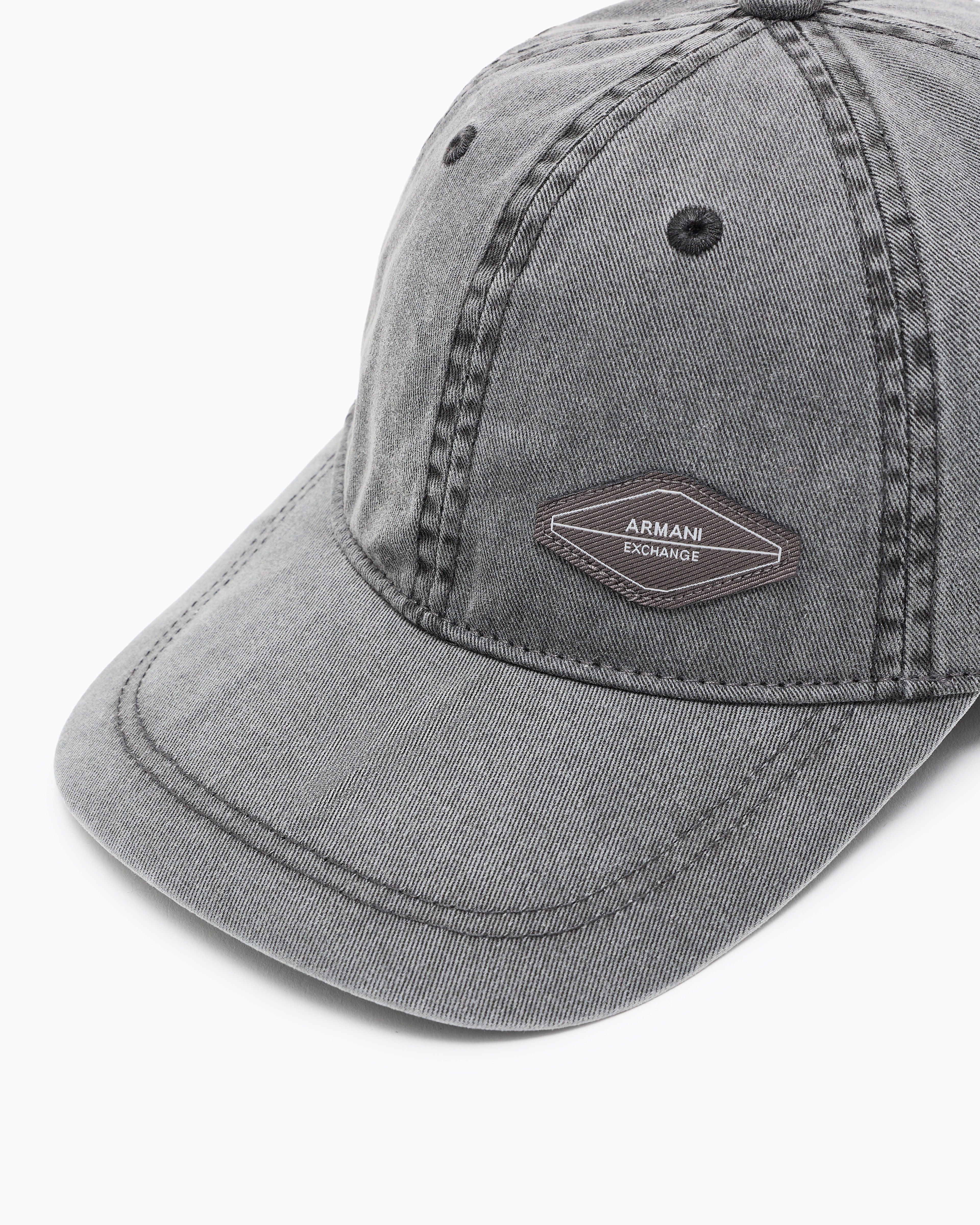 Armani Exchange - Embroidered denim hat, Man, Grey, Size: TU