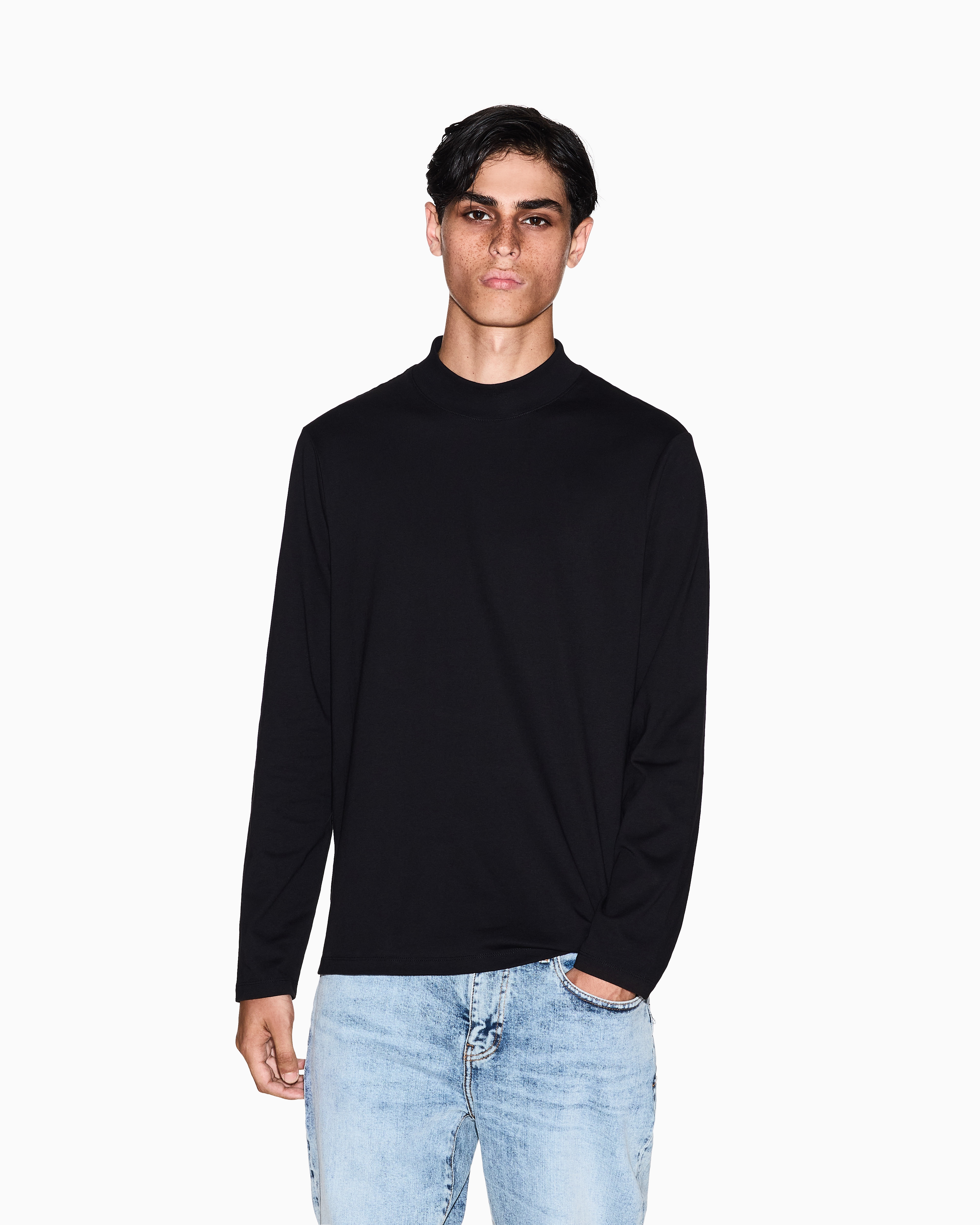 Armani Exchange - Long-sleeved T-shirt with high neck, Man, Black, Size: M