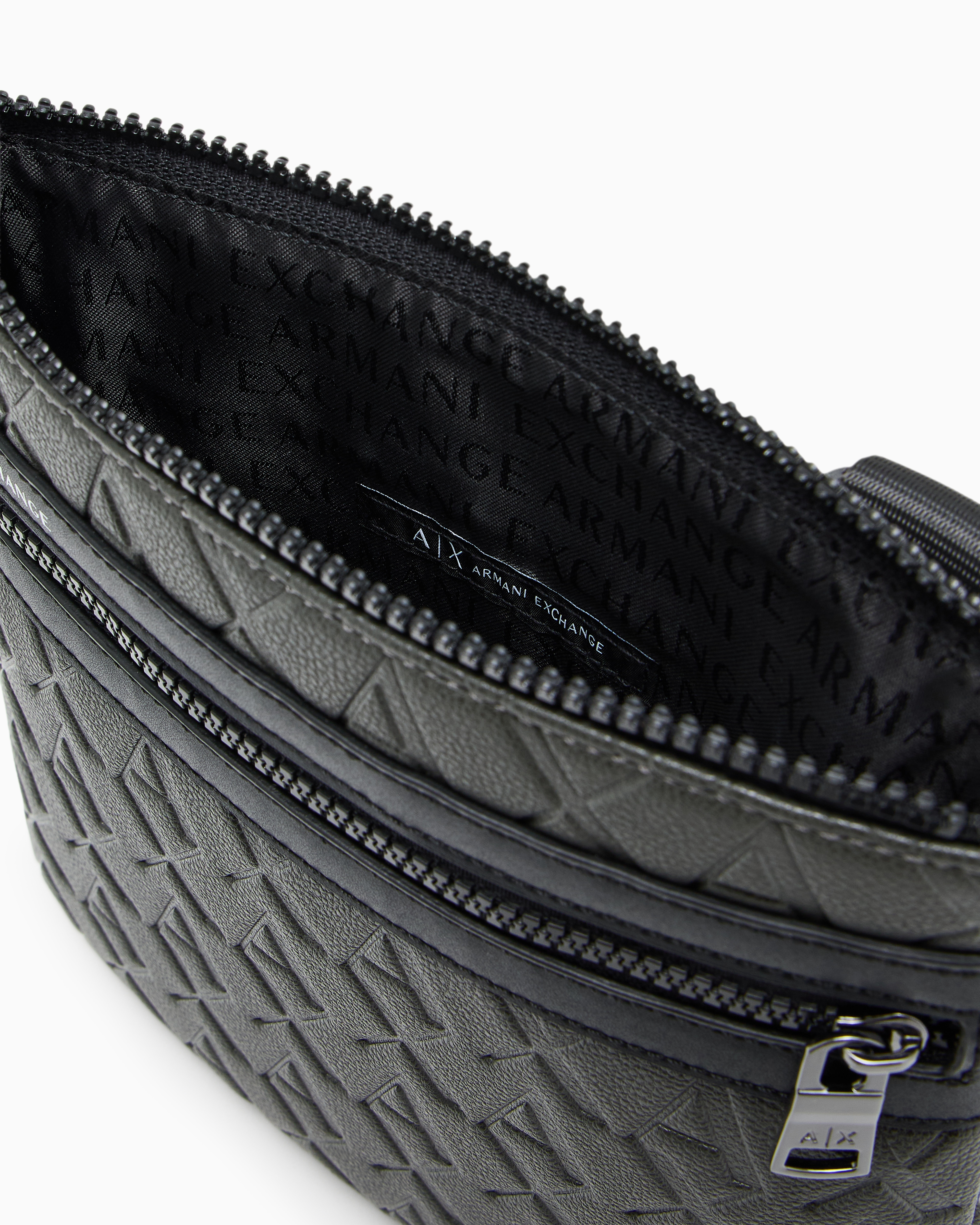 Armani Exchange Flat Shoulder Bag With Allover Logo In Green