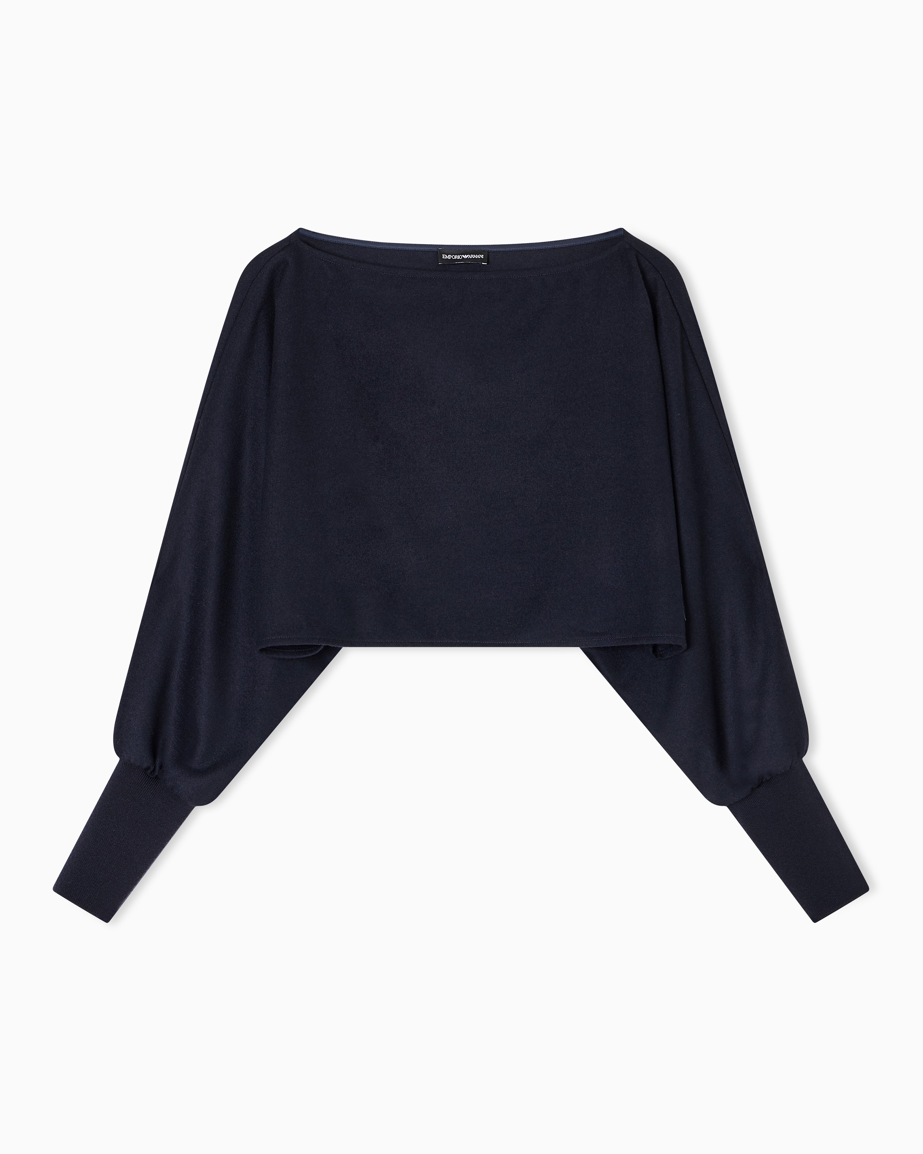 Emporio Armani - Winter Urbanism capsule collection crop top lightweight cloth made of a virgin wool blend, Woman, Navy Blue, Size: