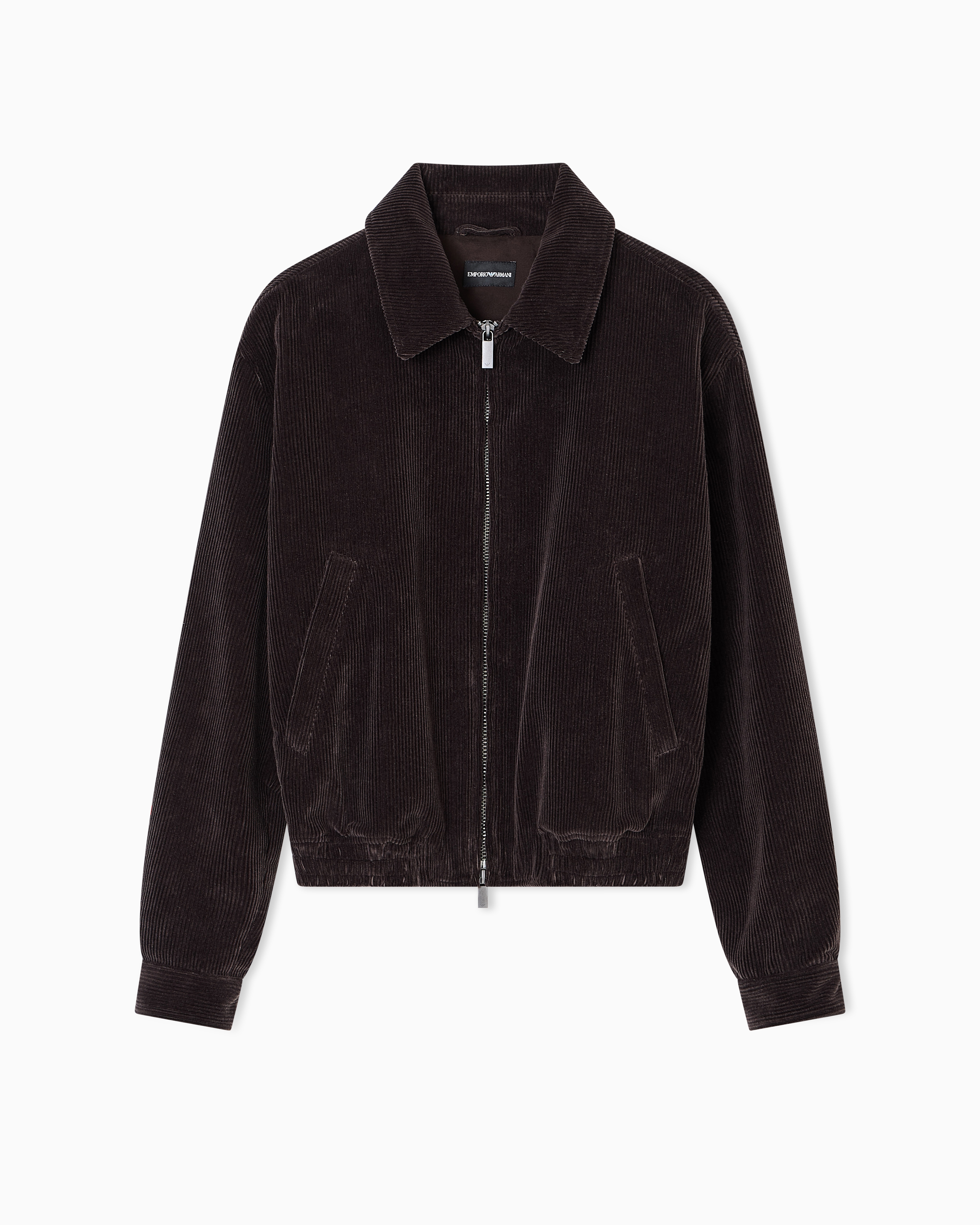 Emporio Armani - Corduroy zip-up blouson, Man, Grey, Size: