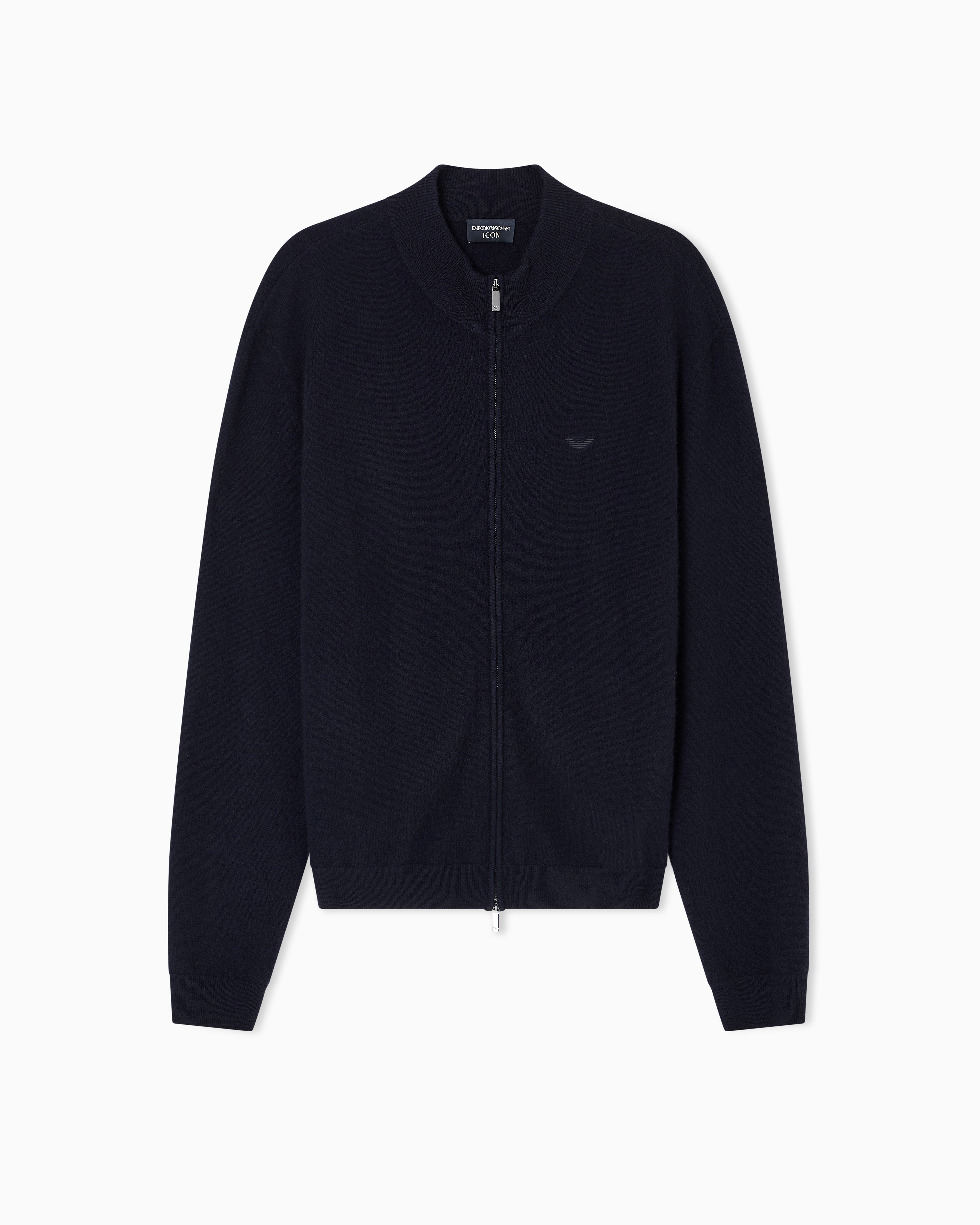 Emporio Armani - Icon pure cashmere full-zip cardigan, Man, Navy Blue, Size: