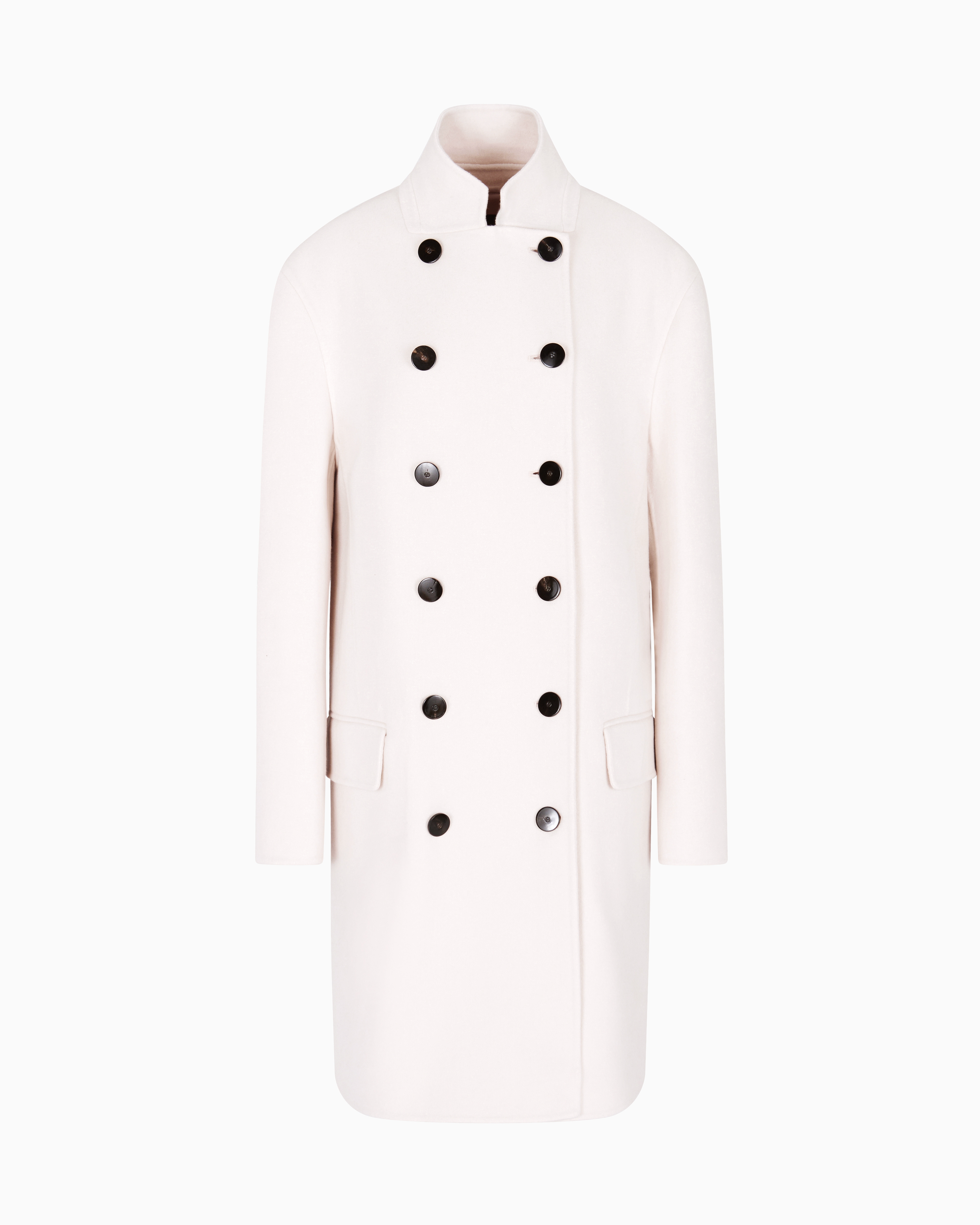 Giorgio Armani Double-breasted Cashmere Double Cloth Coat In Neutral