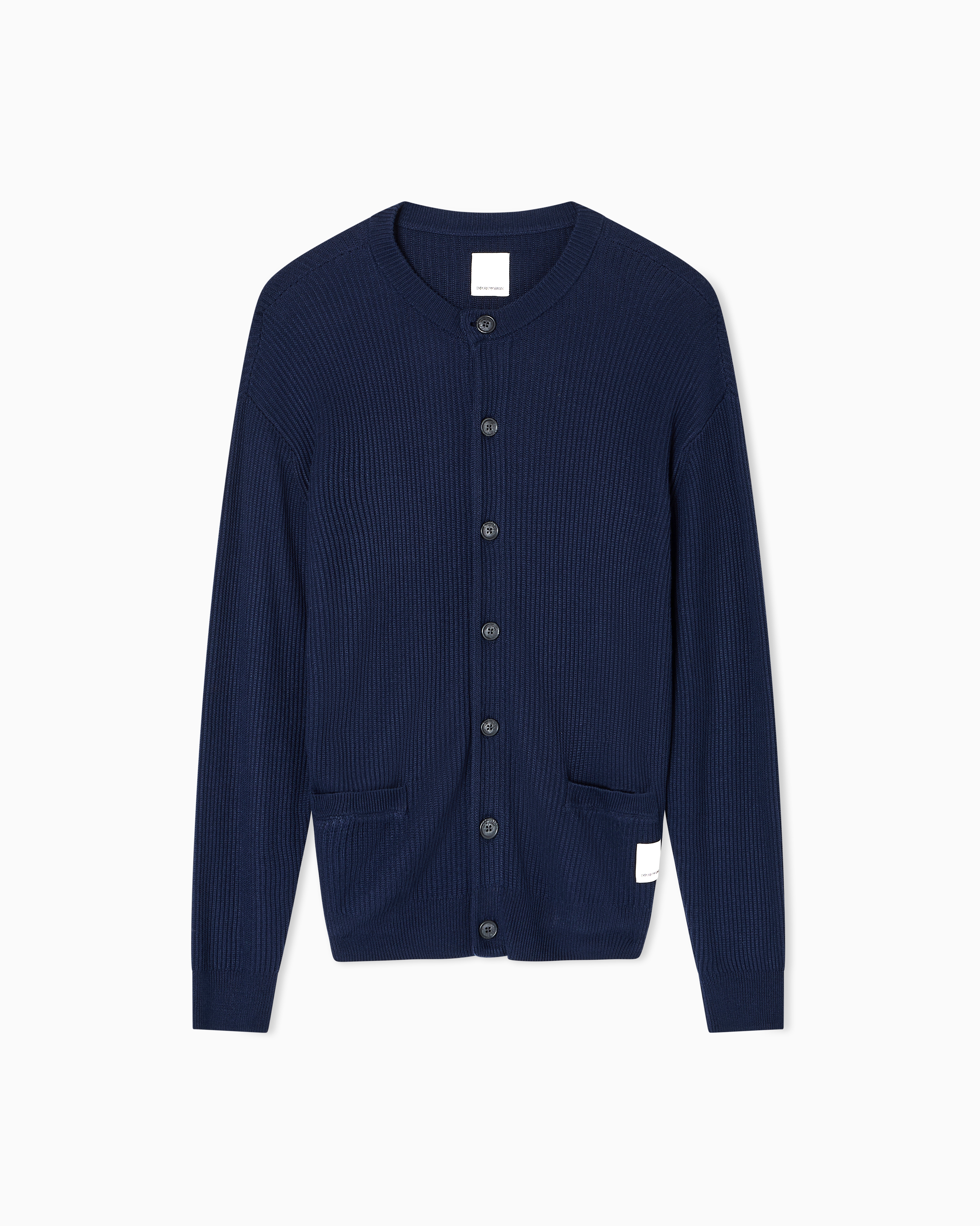 Emporio Armani - New York Capsule Collection rib-knit cardigan, Man, Navy Blue, Size: